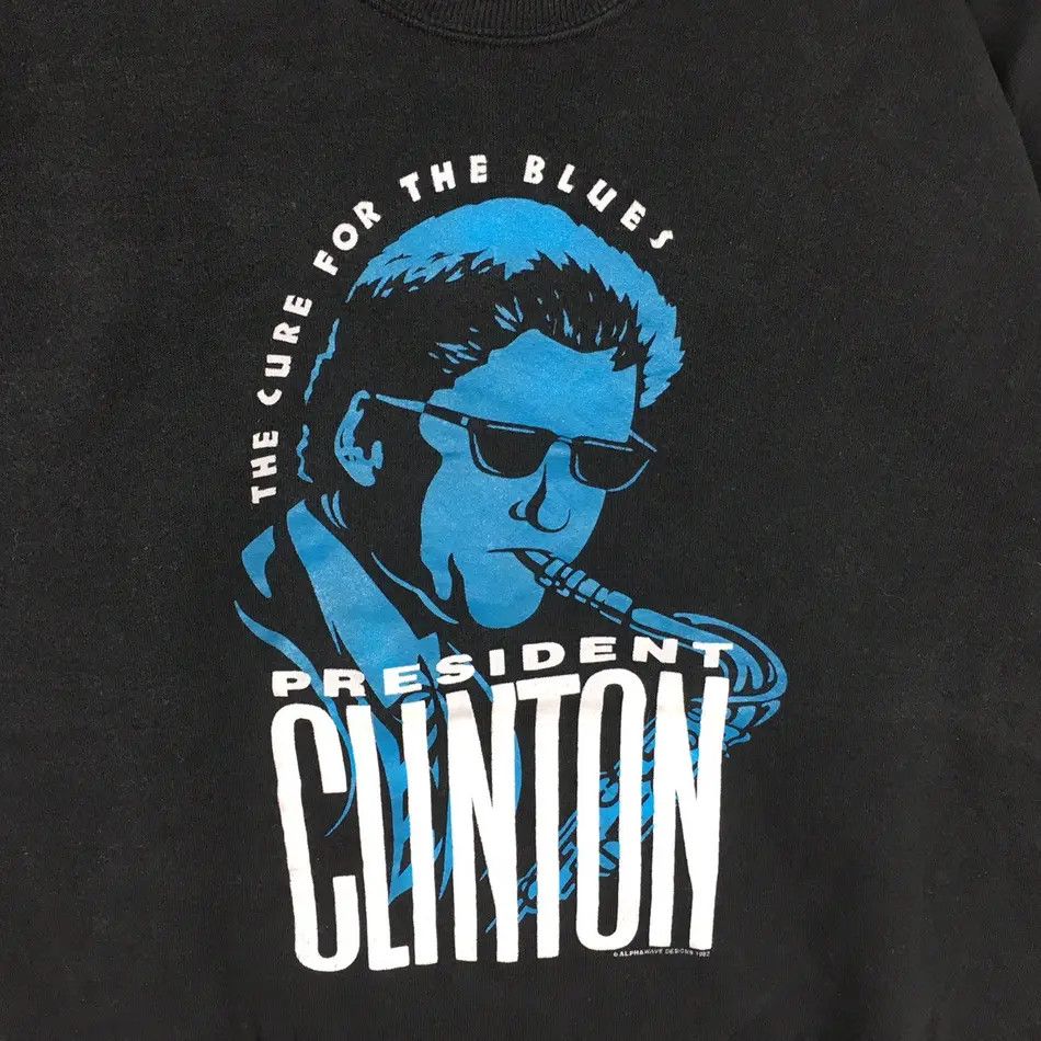 Vintage Vtg 90s PRESIDENT BILL CLINTON Cue For The Blues Sweatshirt Size US L / EU 52-54 / 3 - 2 Thumbnail