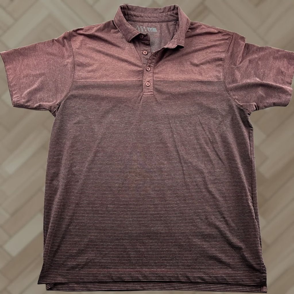 Vintage Matte Grey The Original Short Sleeve Striped Golf Polo Shirt Men's M Maroon Red Shirt Size US M / EU 48-50 / 2 - 1 Thumbnail