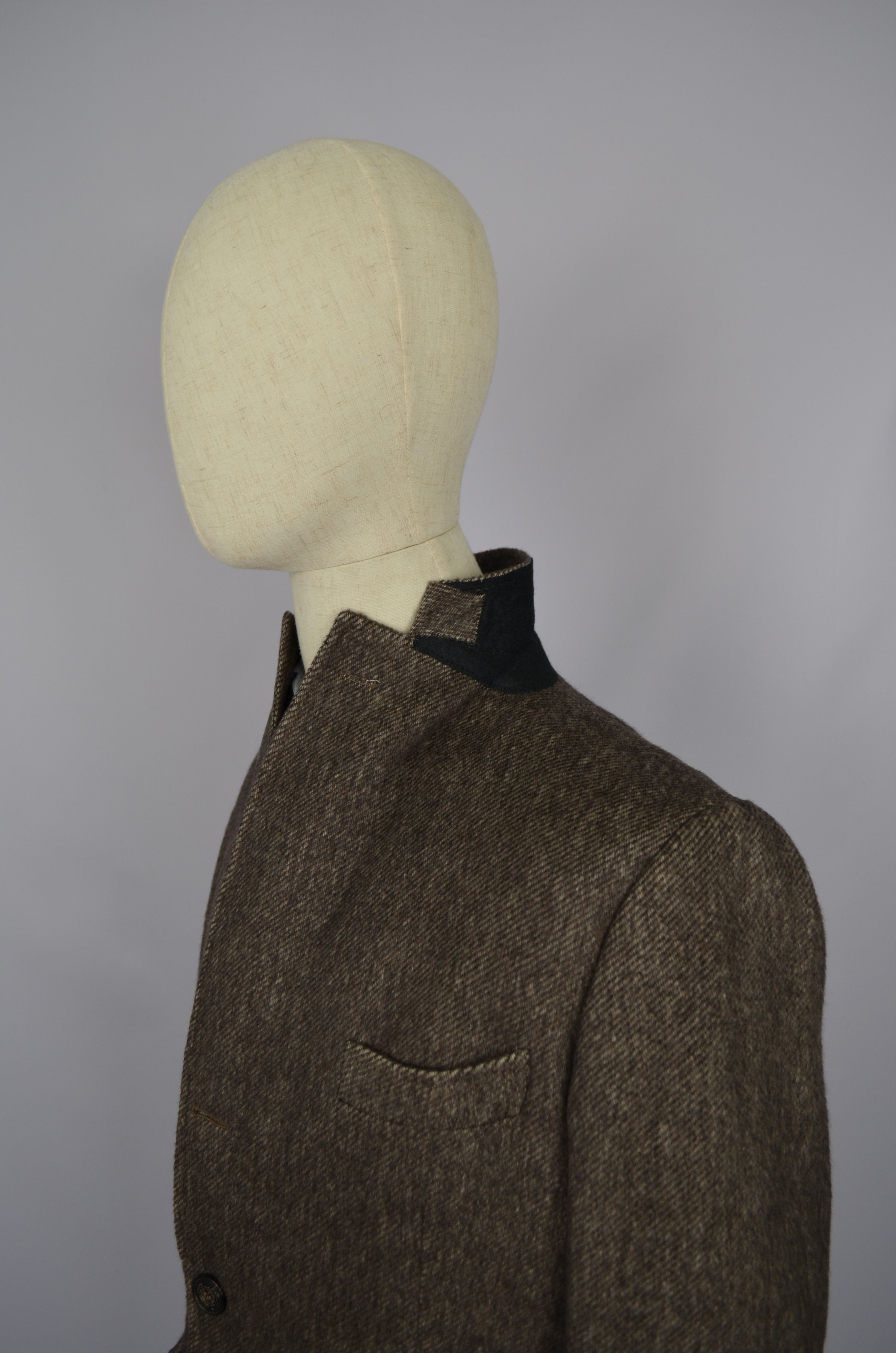 Designer × Tonello Tonello Alpaca Wool Cashmere Herringbone Brown Coat 54/L Size US L / EU 52-54 / 3 - 3 Thumbnail