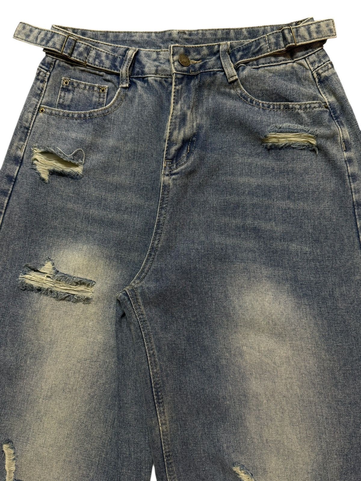 JNCO Vintage Y2K Japanese Brand Faded Wash Ripped Wide Leg Baggy Size US 28 / EU 44 - 3 Thumbnail