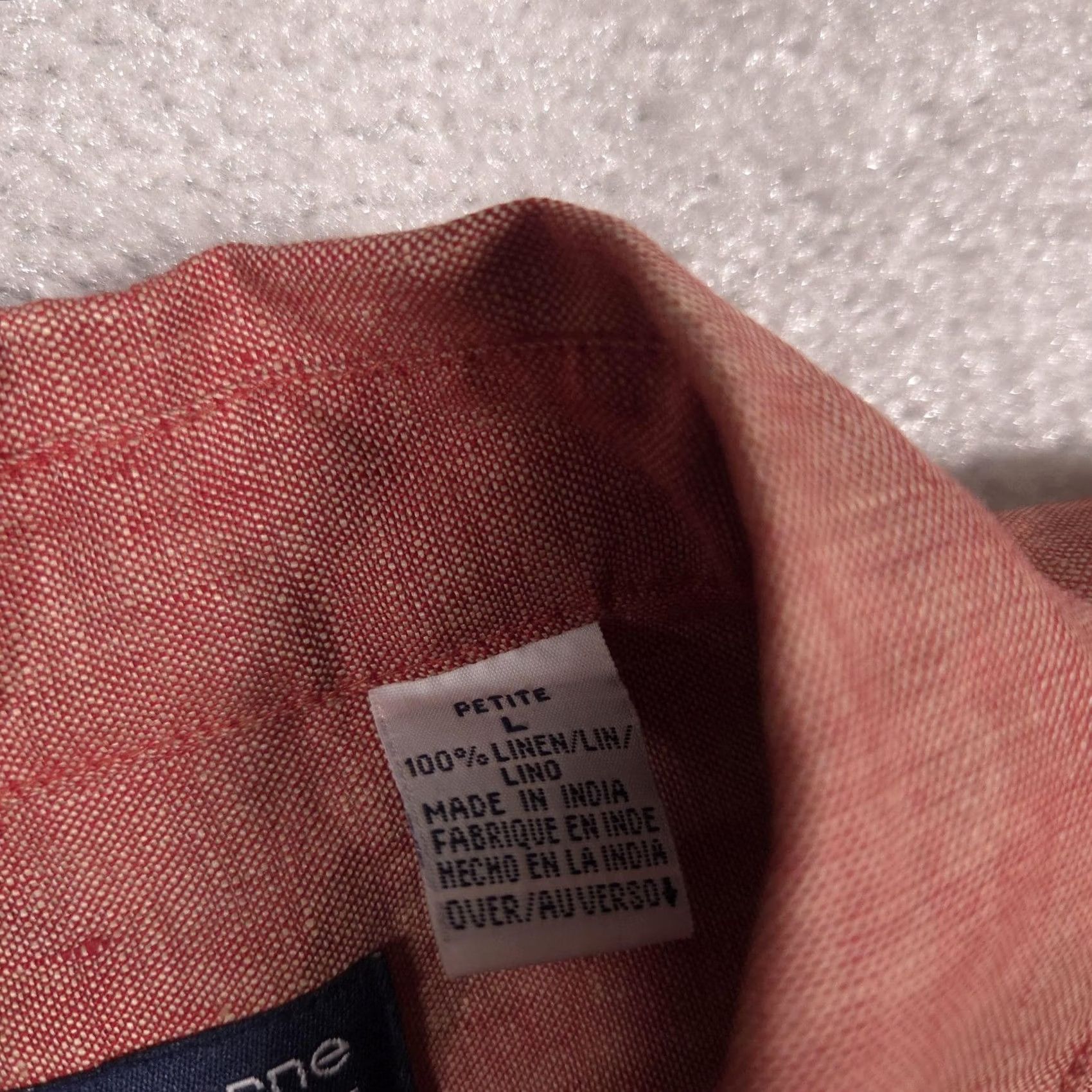 Liz Claiborne Liz Claiborne Shirt Womens Petite L Red Linen Button Front Long Sleeve Top Size L / US 10 / IT 46 - 6 Thumbnail