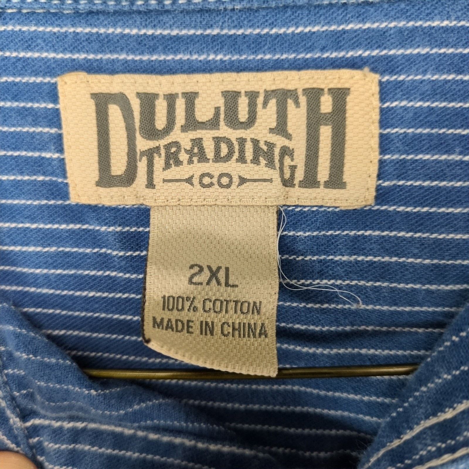 Duluth Trading Company Duluth Trading Men's 2XL Cotton Blue Striped Button Up Shirt Size US XXL / EU 58 / 5 - 3 Thumbnail