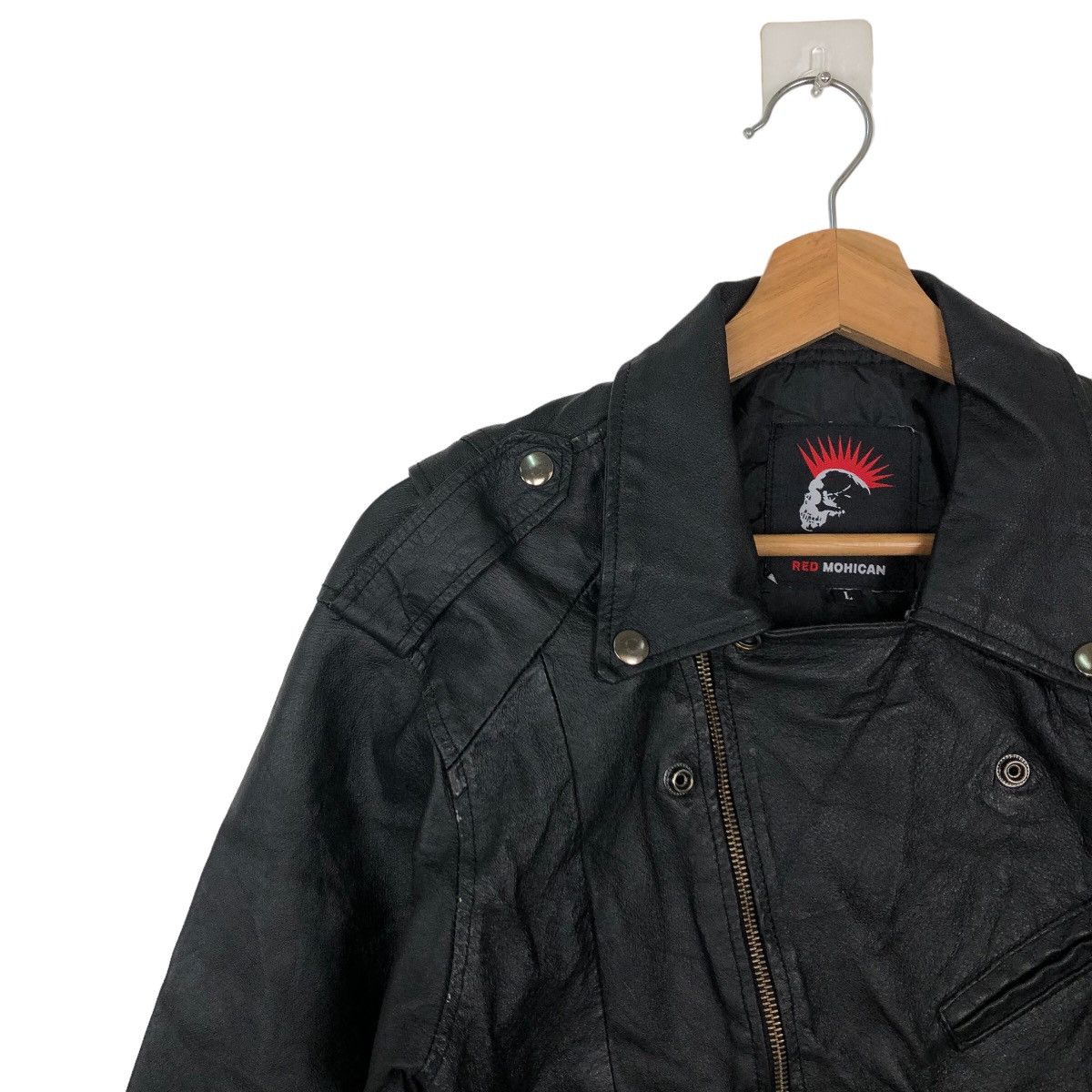 Japanese Brand 🔥VINTAGE BIKER DOUBLE BREAST LEATHER JACKET RED MOHICAN Size US L / EU 52-54 / 3 - 6 Thumbnail