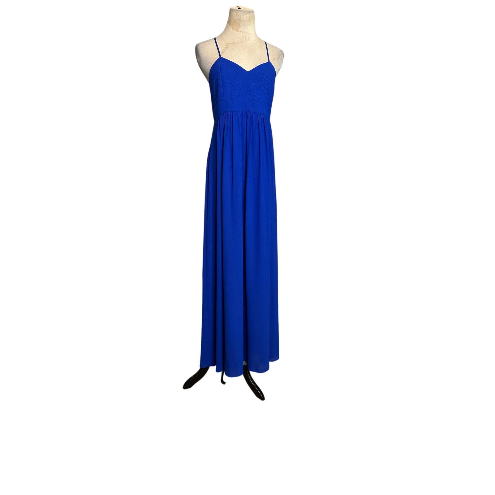 Badgley Mischka Badgley Mischka Blue X-Back Formal Chiffon Maxi Dress size 2 Size XS / US 0-2 / IT 36-38 - 10 Thumbnail