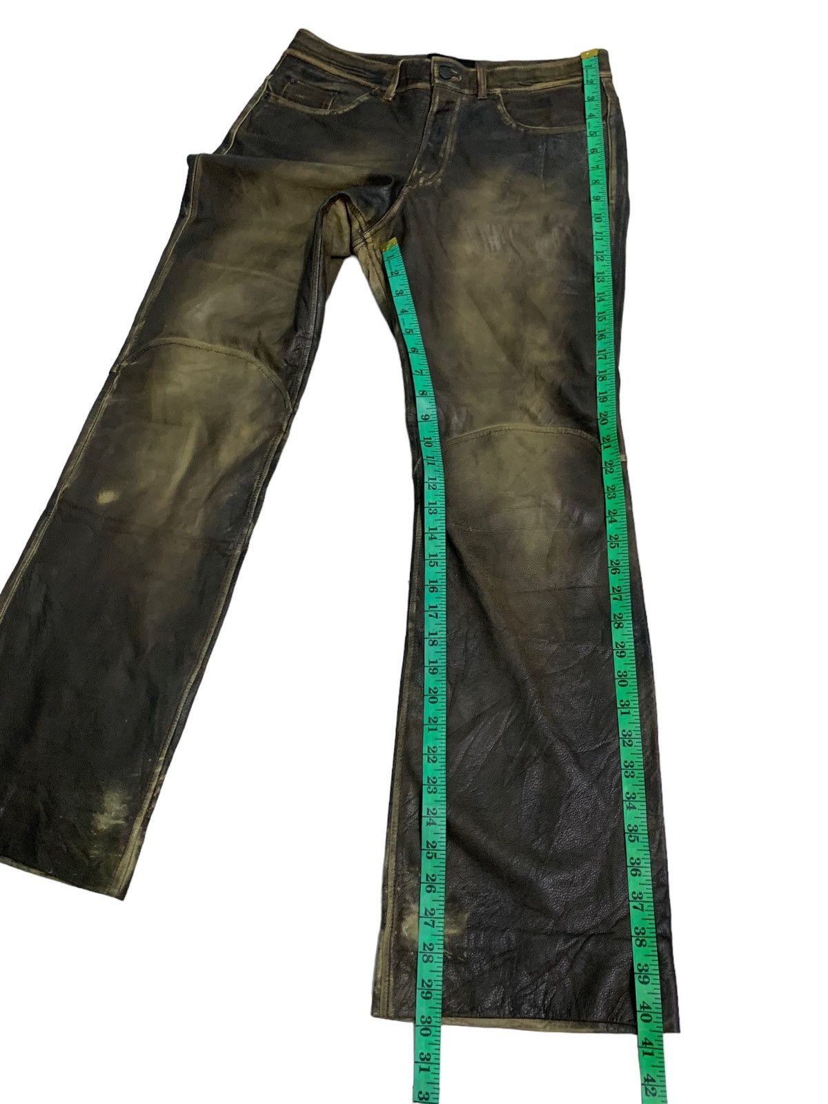 Japanese Brand 🔥Distressed Leather Cumtom Culture Biker Pants Size US 32 / EU 48 - 15 Thumbnail