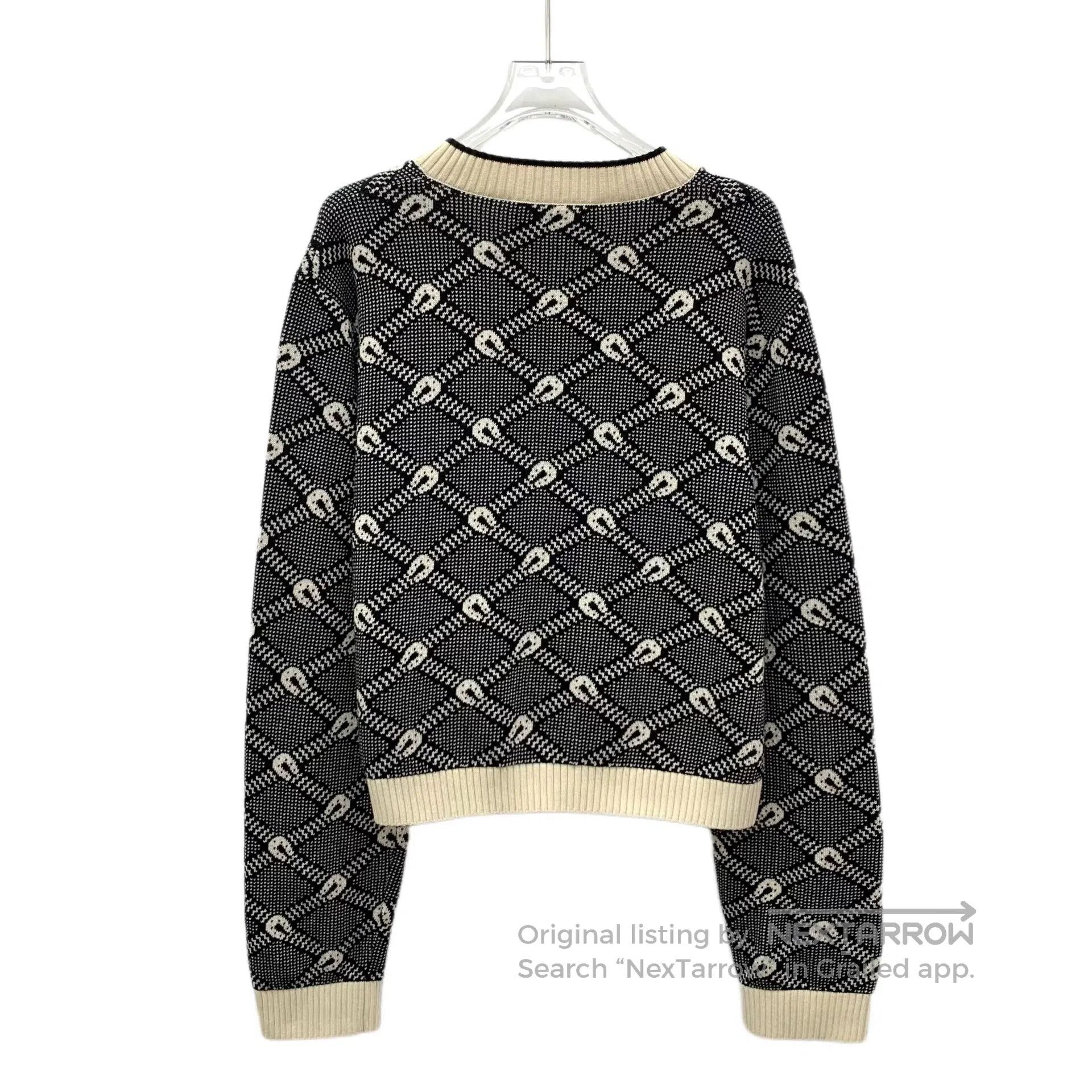 Gucci Guicci Black diamond pattern cotton V-neck long sleeve kni Size US L / EU 52-54 / 3 - 2 Thumbnail