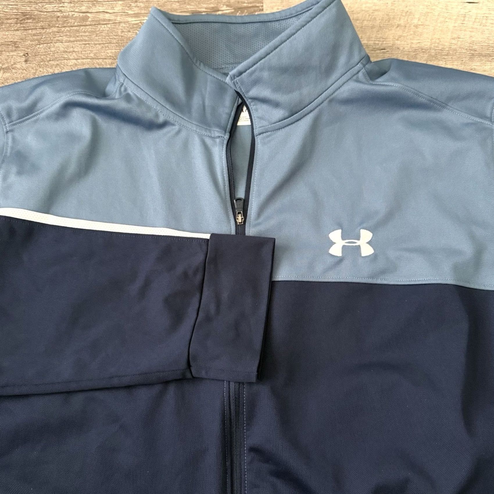Under Armour Under Armour Mens Track Jacket 2XL Blue Full Zip Performance Sportstyle Pique Size US XXL / EU 58 / 5 - 3 Thumbnail
