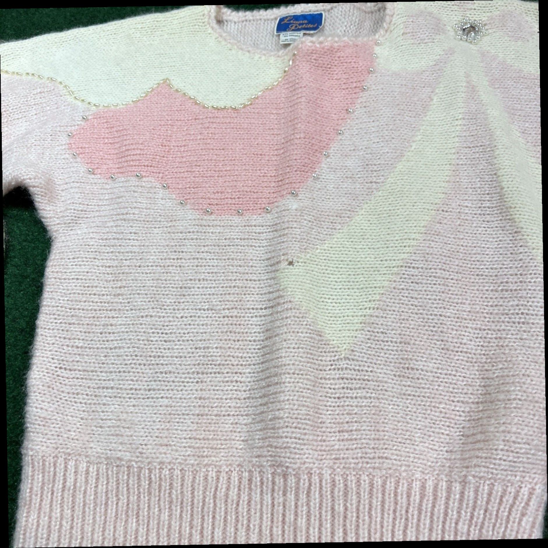 Vintage vintage 1990s sleeve knit sweater pullover Petite Small Acrylic Liana Petites Size S / US 4 / IT 40 - 6 Thumbnail