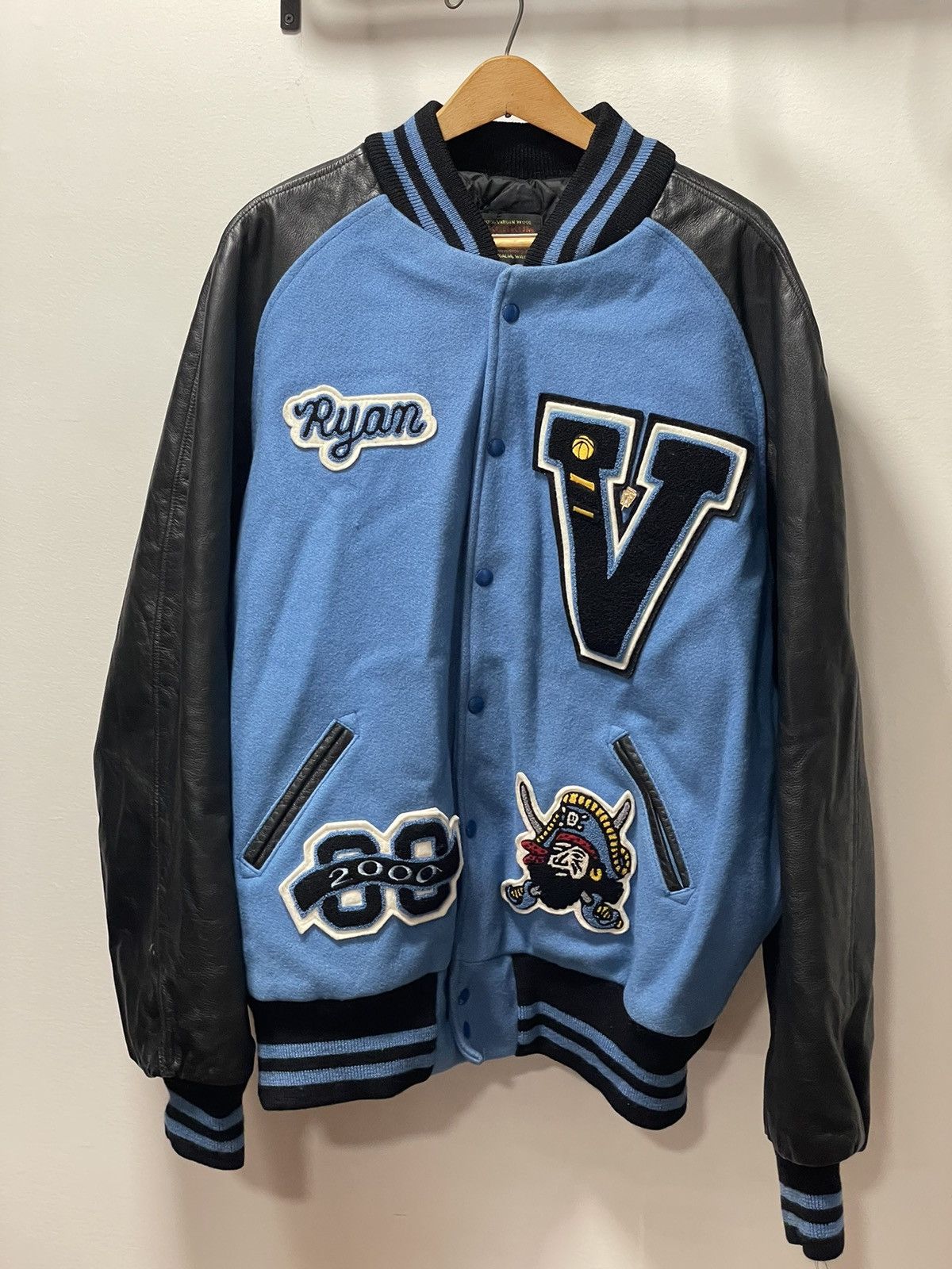 image of Vintage Varsity Jacket W/ Patches Skookum Whitesville in Blue, Men's (Size XL)