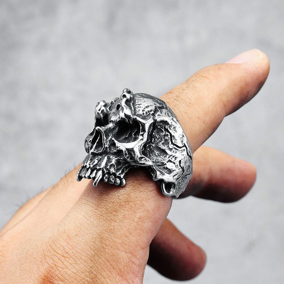Jewelry Flame Skull Men Ring Size ONE SIZE - 3 Thumbnail