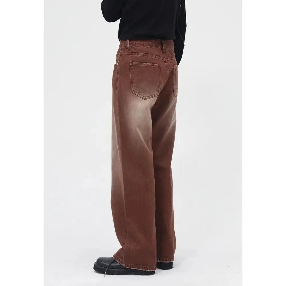 Retro brown casual wide leg denim shorts