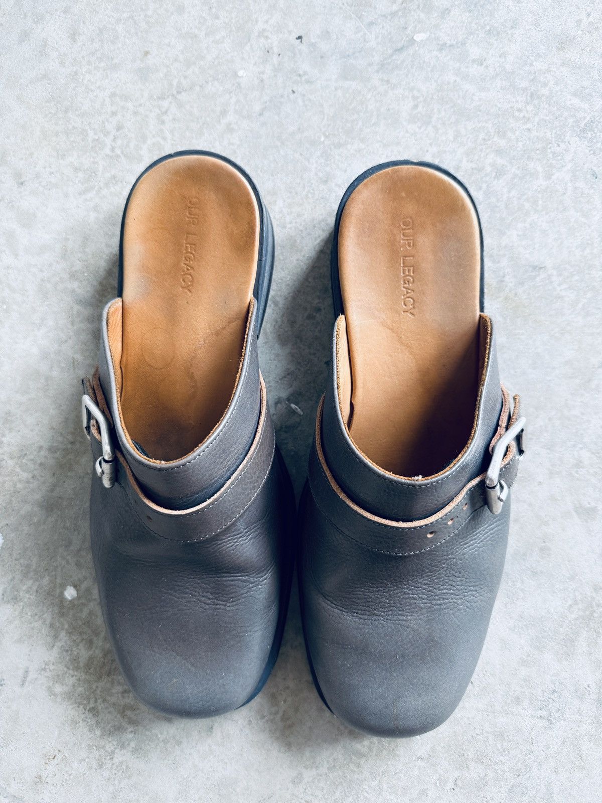 Our Legacy Our Legacy Camion Deep Sky Leather Mules - EU 44 Size US 10.5 / EU 43-44 - 4 Thumbnail
