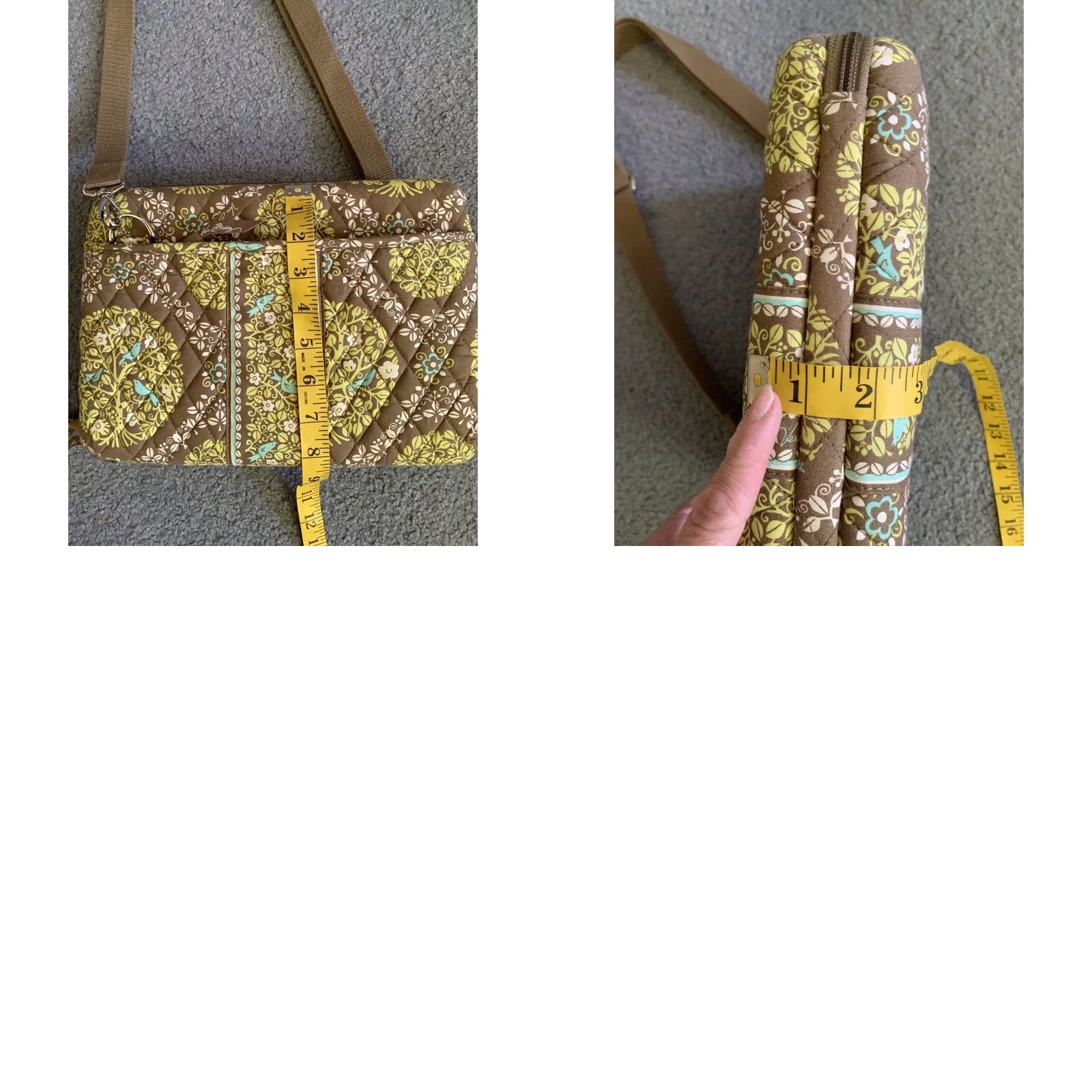 Vera Bradley Vera Bradley Sittin' In A Tree Laptop Bag Crossbody Hard Shell Carry On Case, Quilted, Adjustable Strap, Women, Lime Green/Brown, See Picture, Used Size ONE SIZE - 9 Thumbnail
