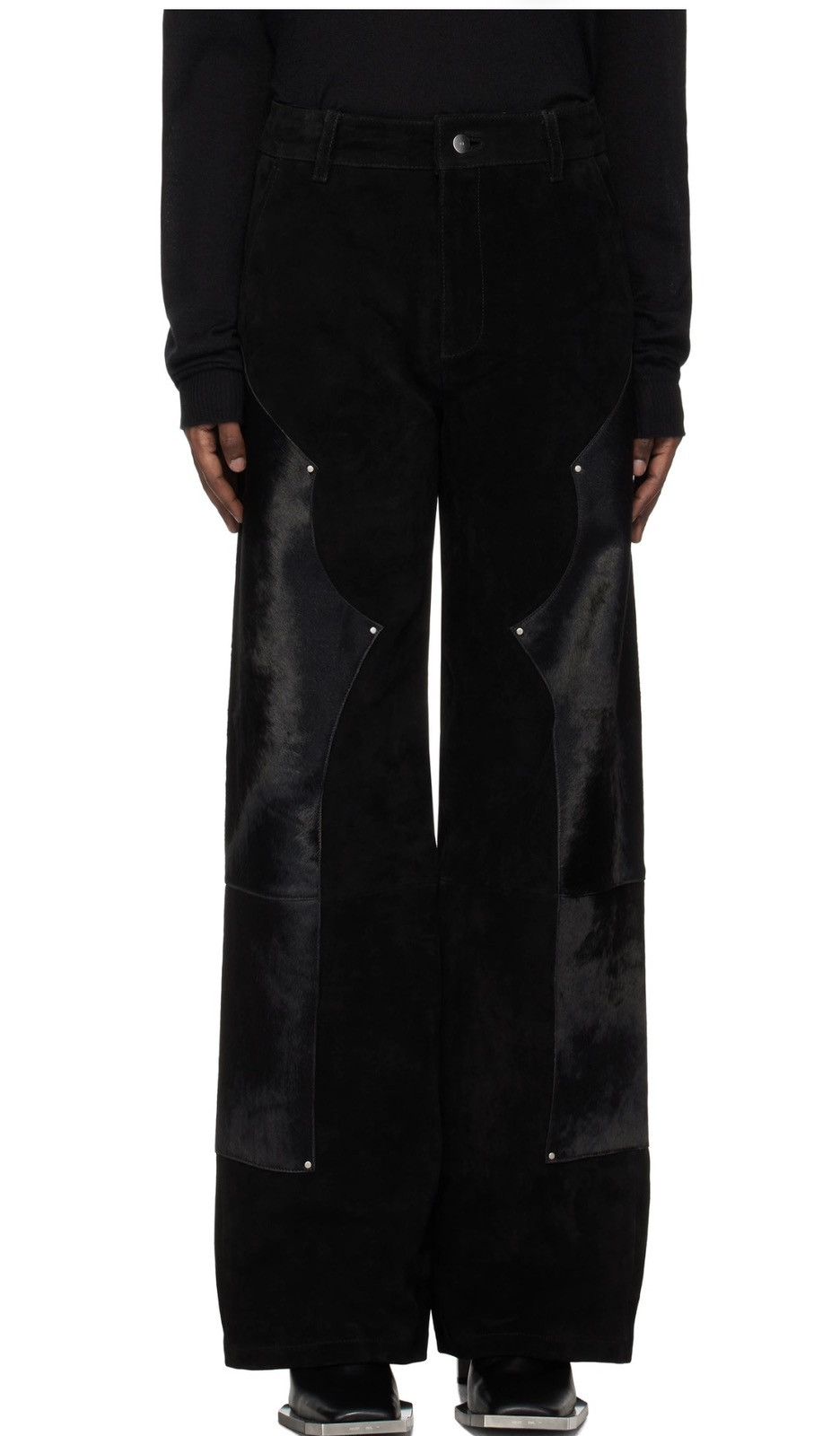 Heliot Emil HELIOT EMIL Black Lorica Carpenter Suede Pants Size US 34 / EU 50 - 4 Thumbnail