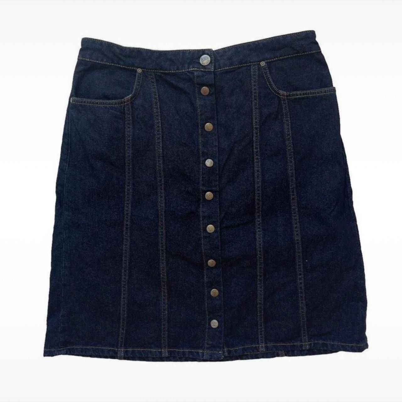 Lee Lee 70s Button Up Denim Skirt Size W32 Navy vintage style Size 32" / US 10 / IT 46 - 1 Thumbnail