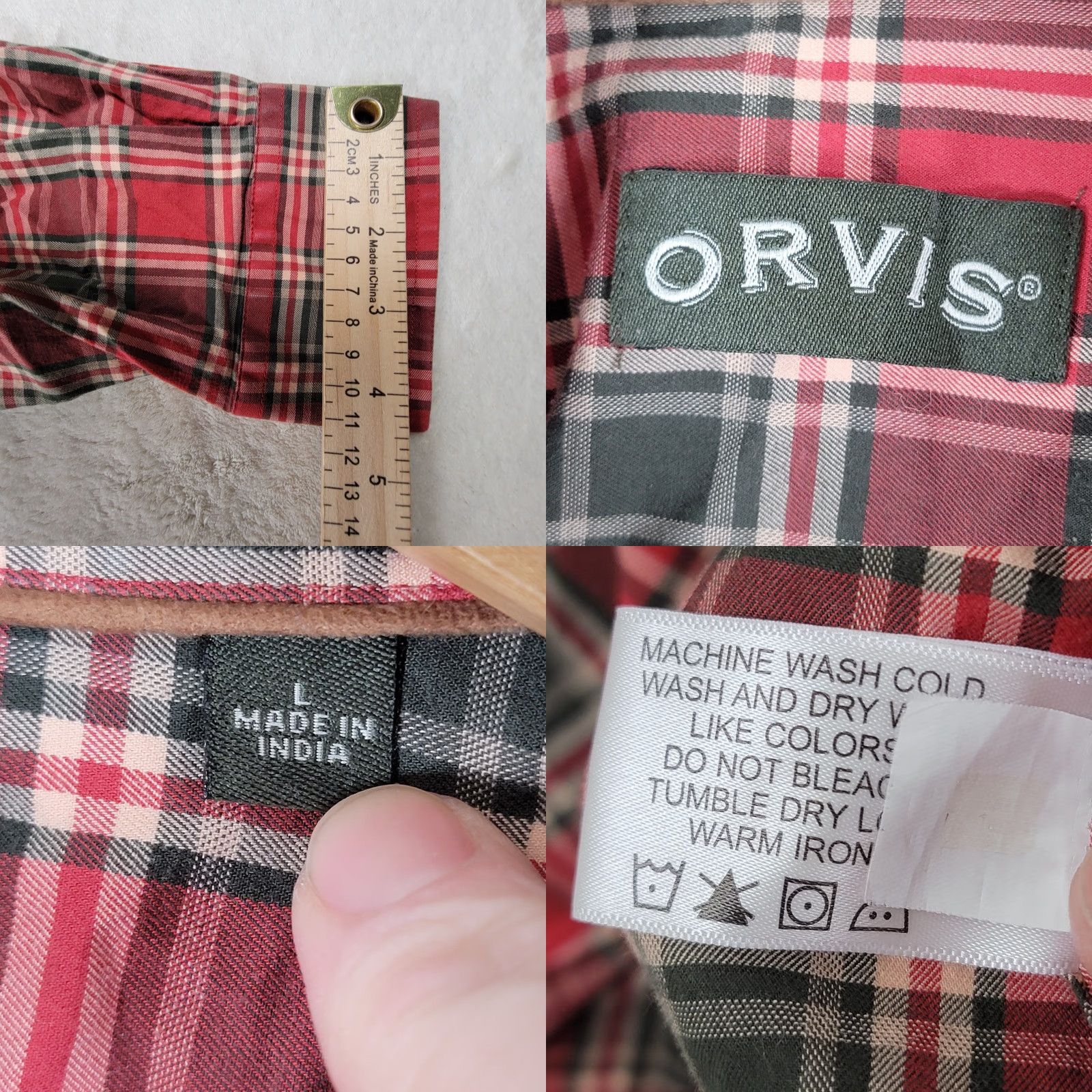 Orvis Orvis Shirt Long Sleeve Button-Down Mens Large Plaid 100% Cotton Red Size US L / EU 52-54 / 3 - 9 Thumbnail