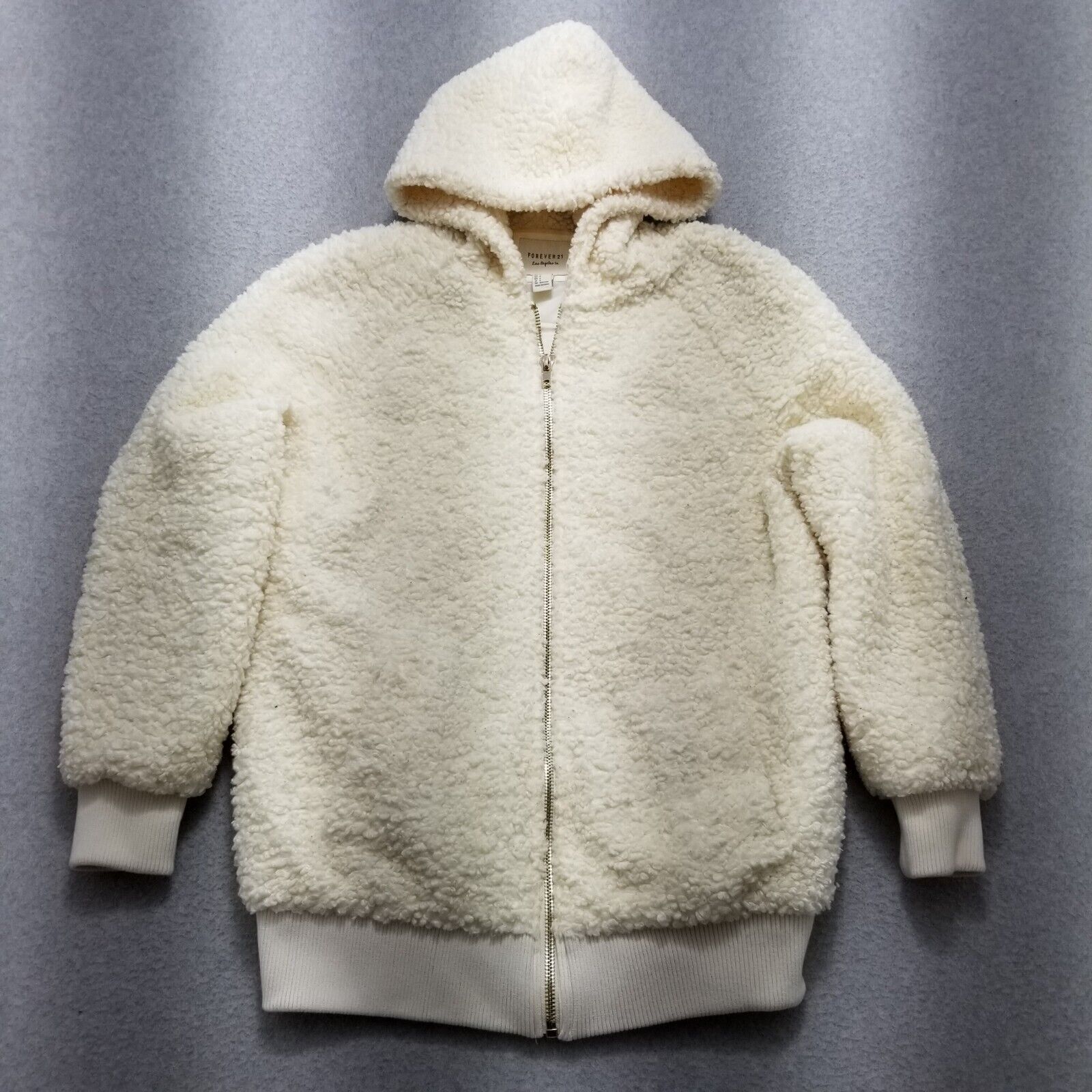 Forever 21 Forever 21 Jacket Womens Large Sherpa Hooded Full Zip Size L / US 10 / IT 46 - 1 Thumbnail
