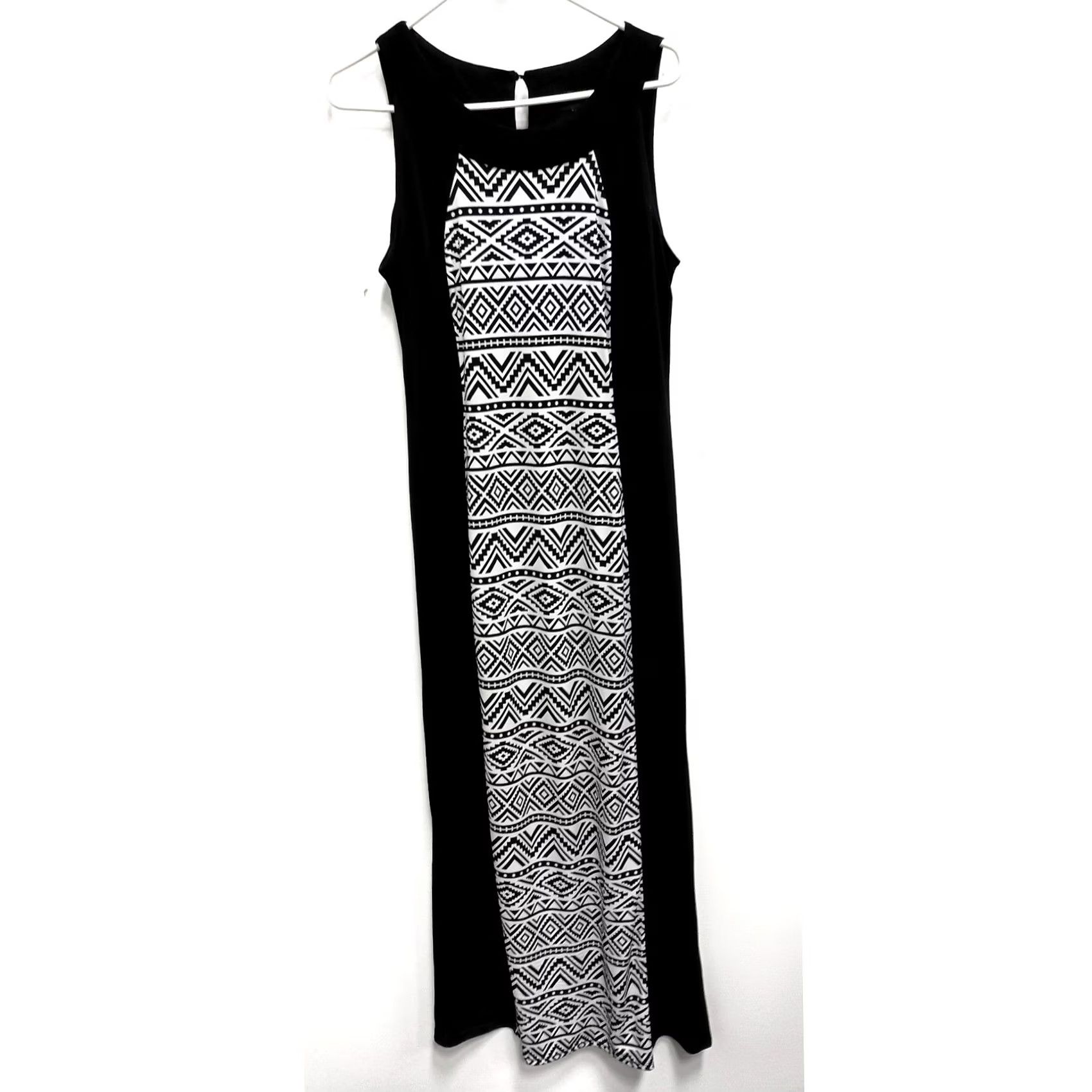Vintage R&M Richards Maxi Dress Womens 12 Black Aztec BOHO Sleeveless Casual Size XL / US 12-14 / IT 48-50 - 2 Thumbnail