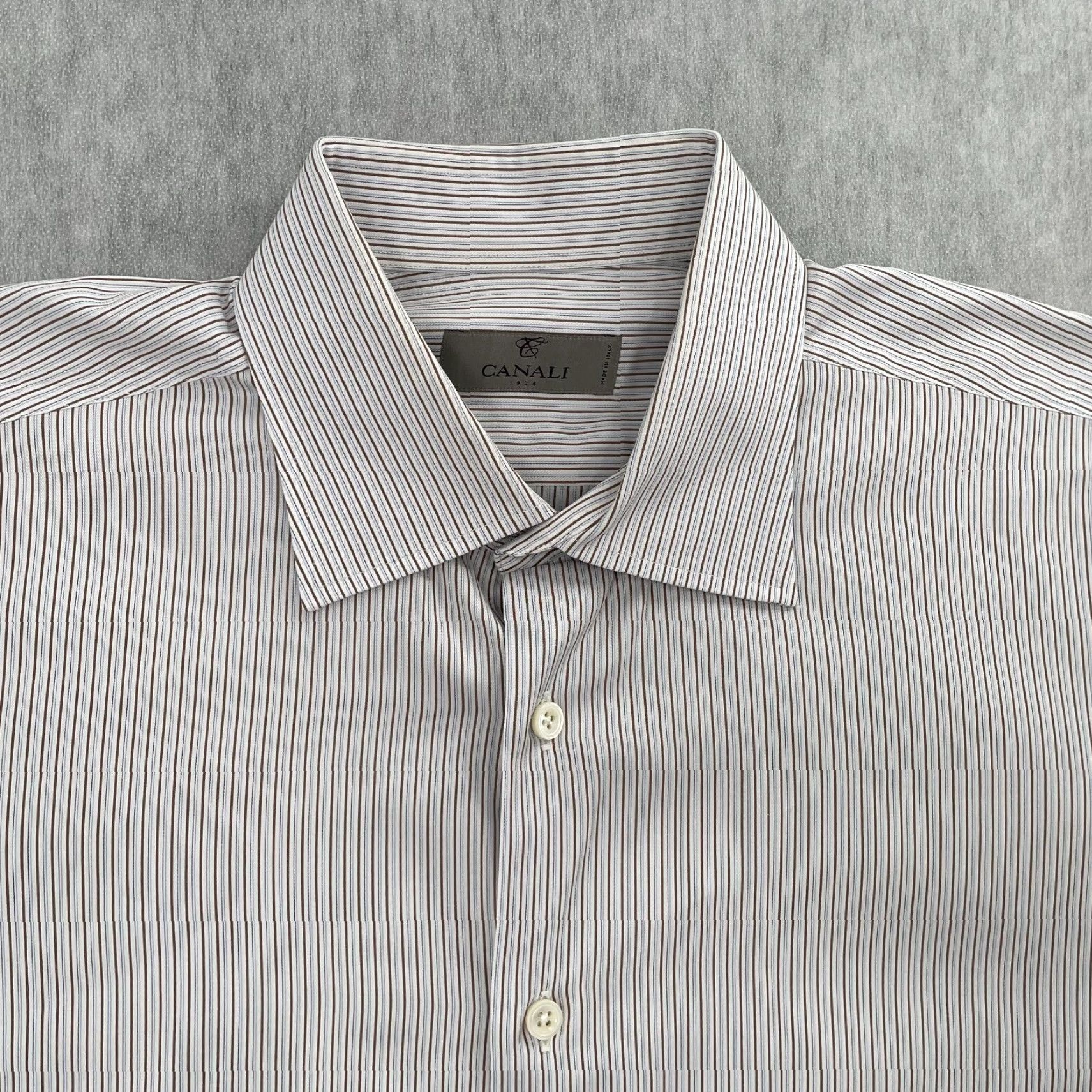 Canali Canali Shirt Adult 16.5/42 White Blue Button Up Long Sleeve Cotton Italy Mens L Shirt Size US L / EU 52-54 / 3 - 3 Thumbnail