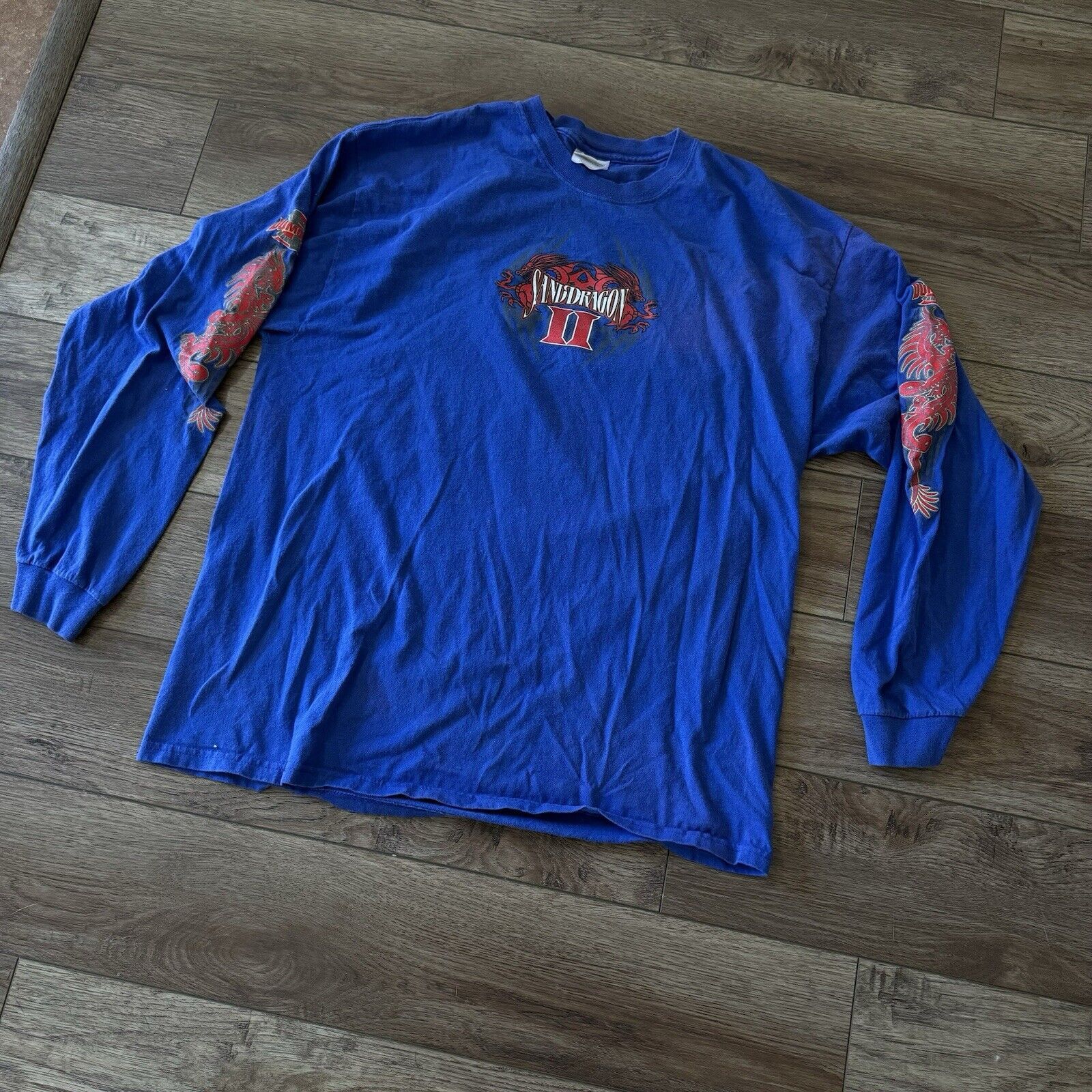 Hanes Vintage Sand Dragon Dirt Dunes Motocross Blue Long Sleeve Size US XL / EU 56 / 4 - 1 Thumbnail