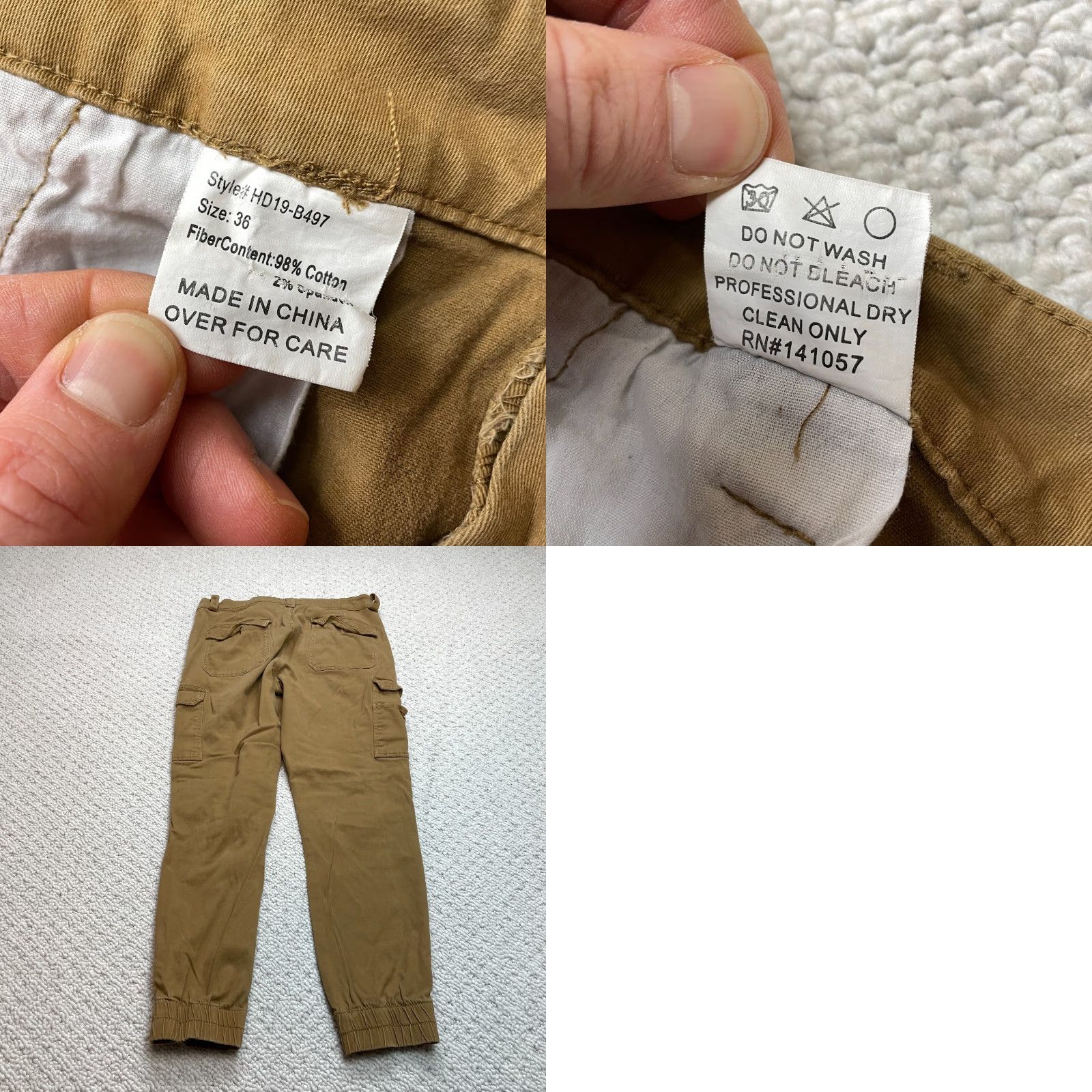 Fashion Nova Fashion Nova Men Cargo Pants Mens 36 Brown Solid Tapered Ankle Cotton 36x29 Size US 36 / EU 52 - 8 Thumbnail