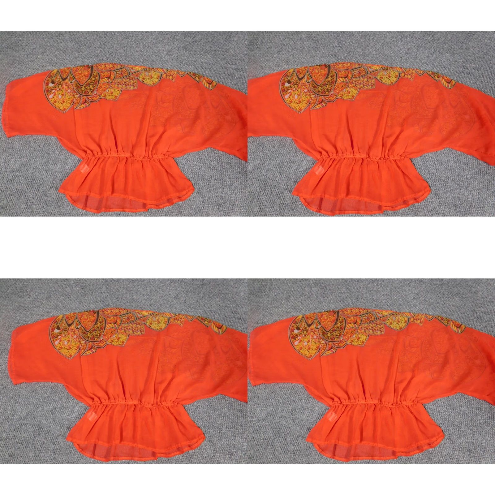 Madison Madison Blouse Shirt Womens S Orange Striped Crew Neck Short Sleeve Pullover Stretch Casual Regular Polyester Rayon Vintage No Size S / US 4 / IT 40 - 8 Thumbnail