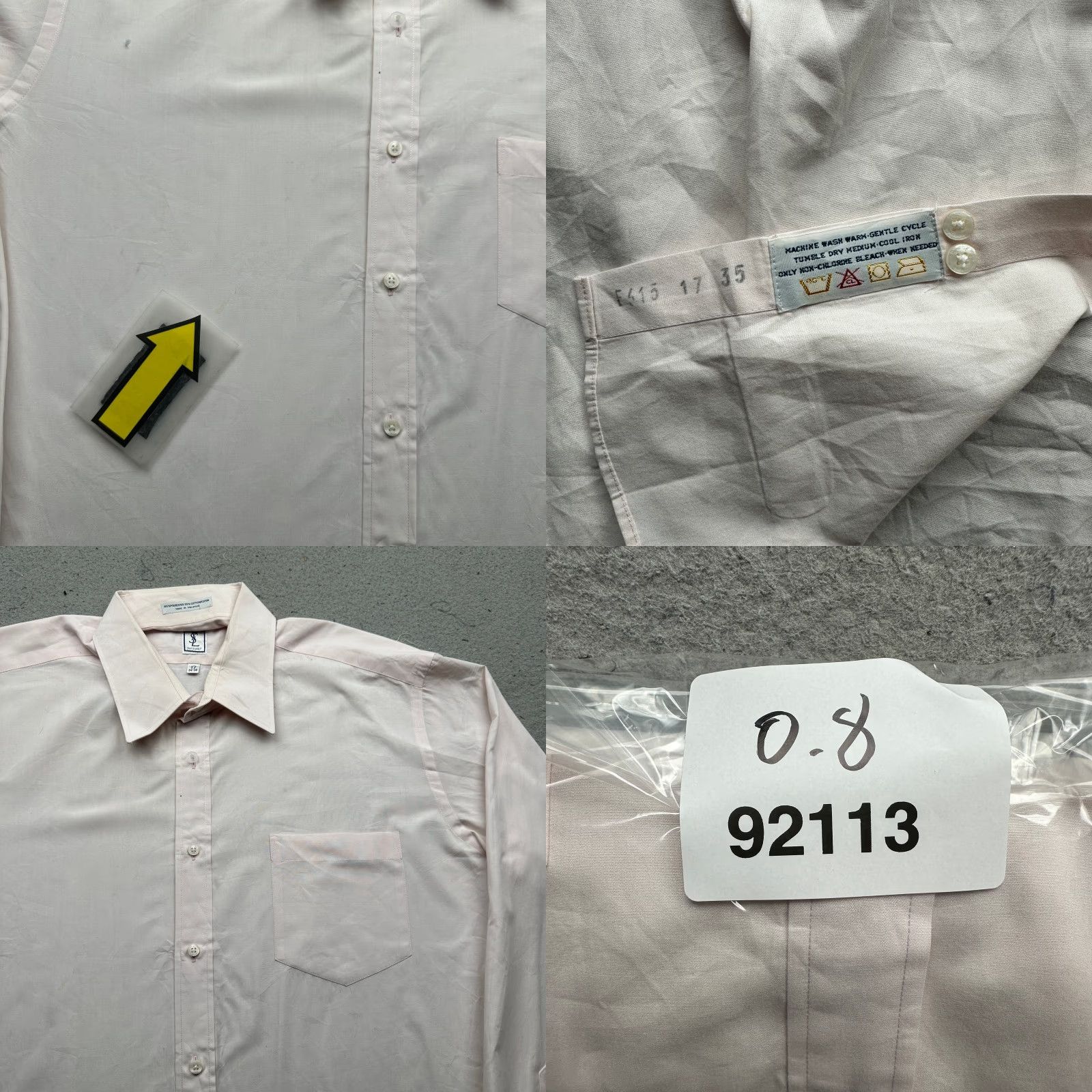 Yves Saint Laurent VINTAGE YSL Yves Saint Laurent Pink Button Pocket Dress Shirt Mens XL 17 Size 46R - 8 Thumbnail