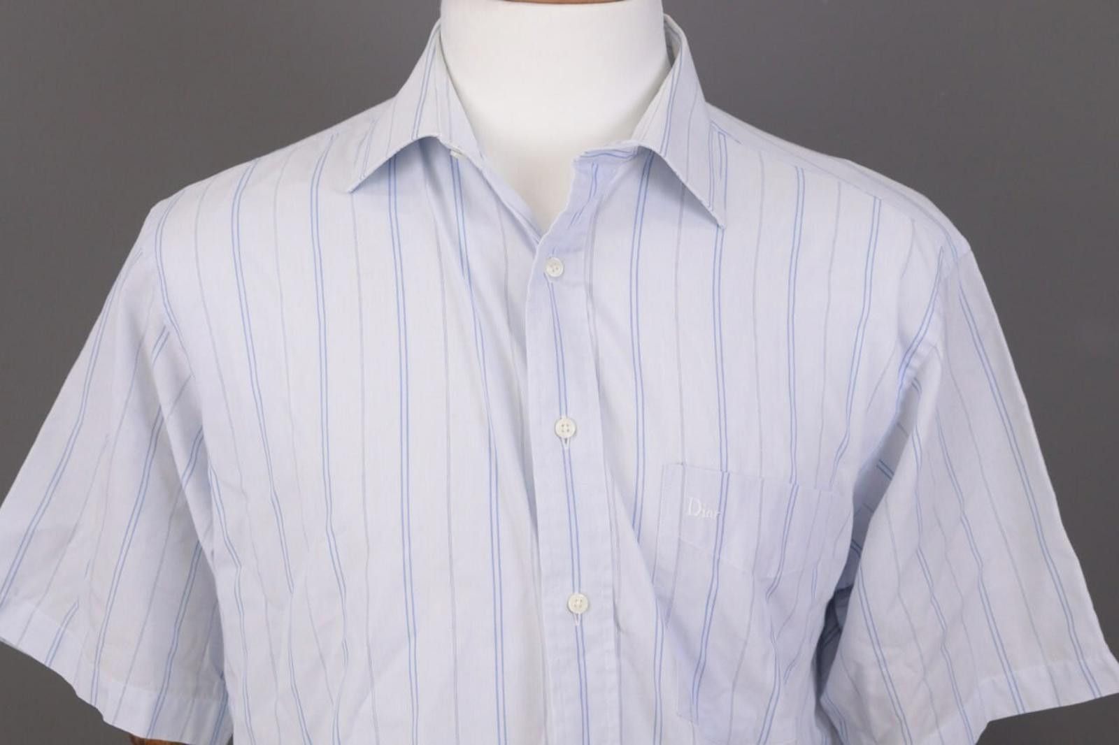 Christian Dior Monsieur Vintage Christian Dior Blue Stripe Dress Shirt Size 41 / 16 Size US M / EU 48-50 / 2 - 3 Thumbnail