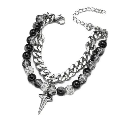 VIBE Punk Gothic Zircon Star Layered Chain Bracelet Size ONE SIZE - 2 Thumbnail
