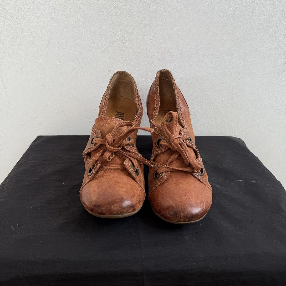 A.S.98 A.S.98 Avant Garde Tan Brown Leather Lace Up Heeled Oxfords Size US 8 / IT 38 - 6 Thumbnail