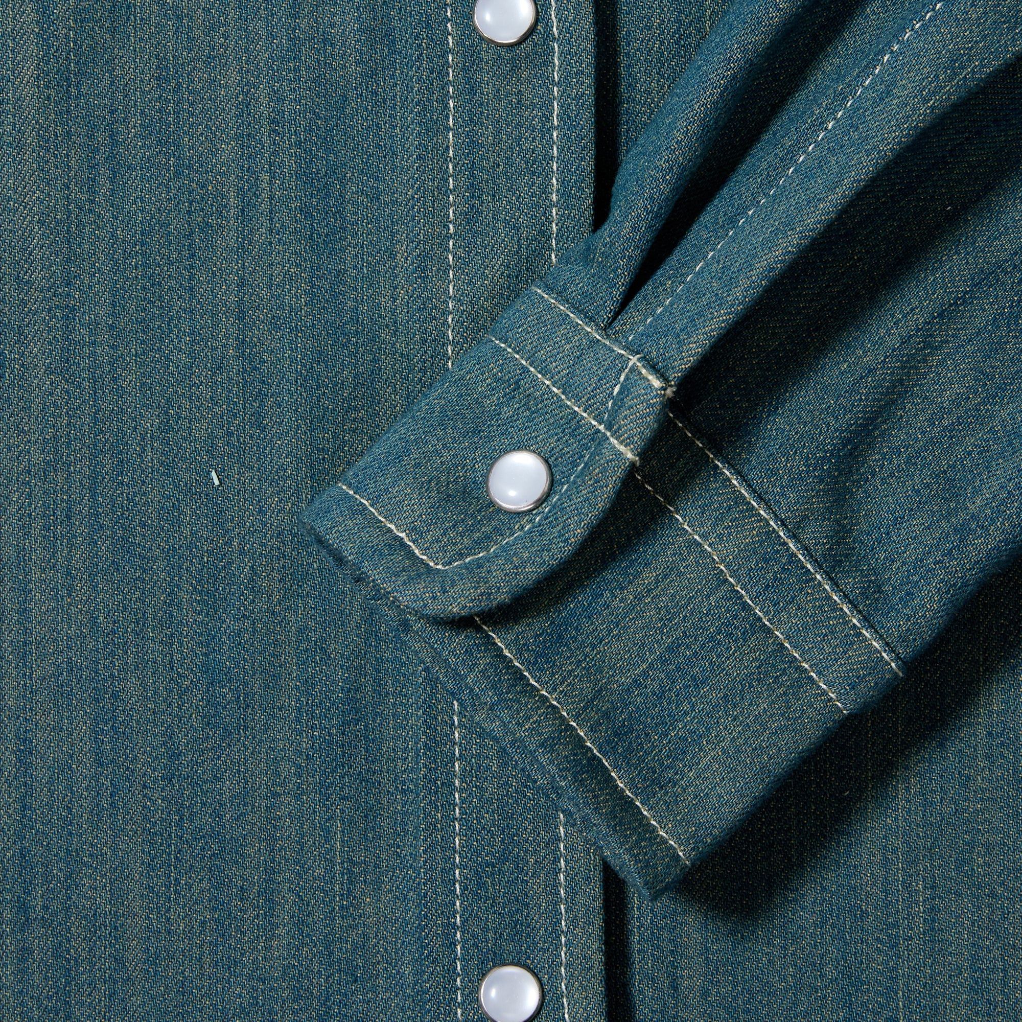 Libero 💚 Libero Spaghetti Western Button Up Shirt Green Denim NEW Size US M / EU 48-50 / 2 - 3 Thumbnail