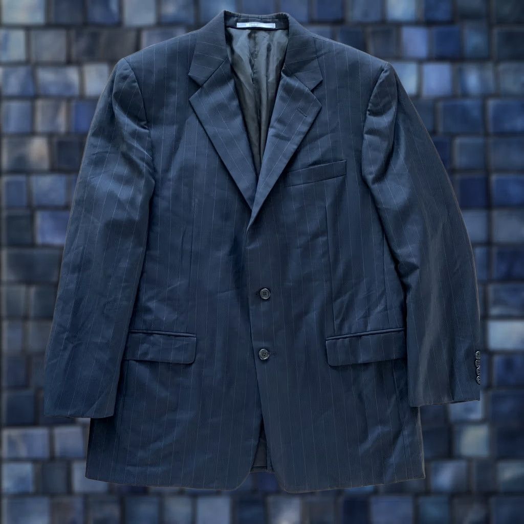 Madison Hickey Freeman Blazer Sport Coat - 43 Regular Dark Gray Pinstripe Wool Loro Piana 120s 43R Madison Jacket Mens Size 46R - 1 Thumbnail