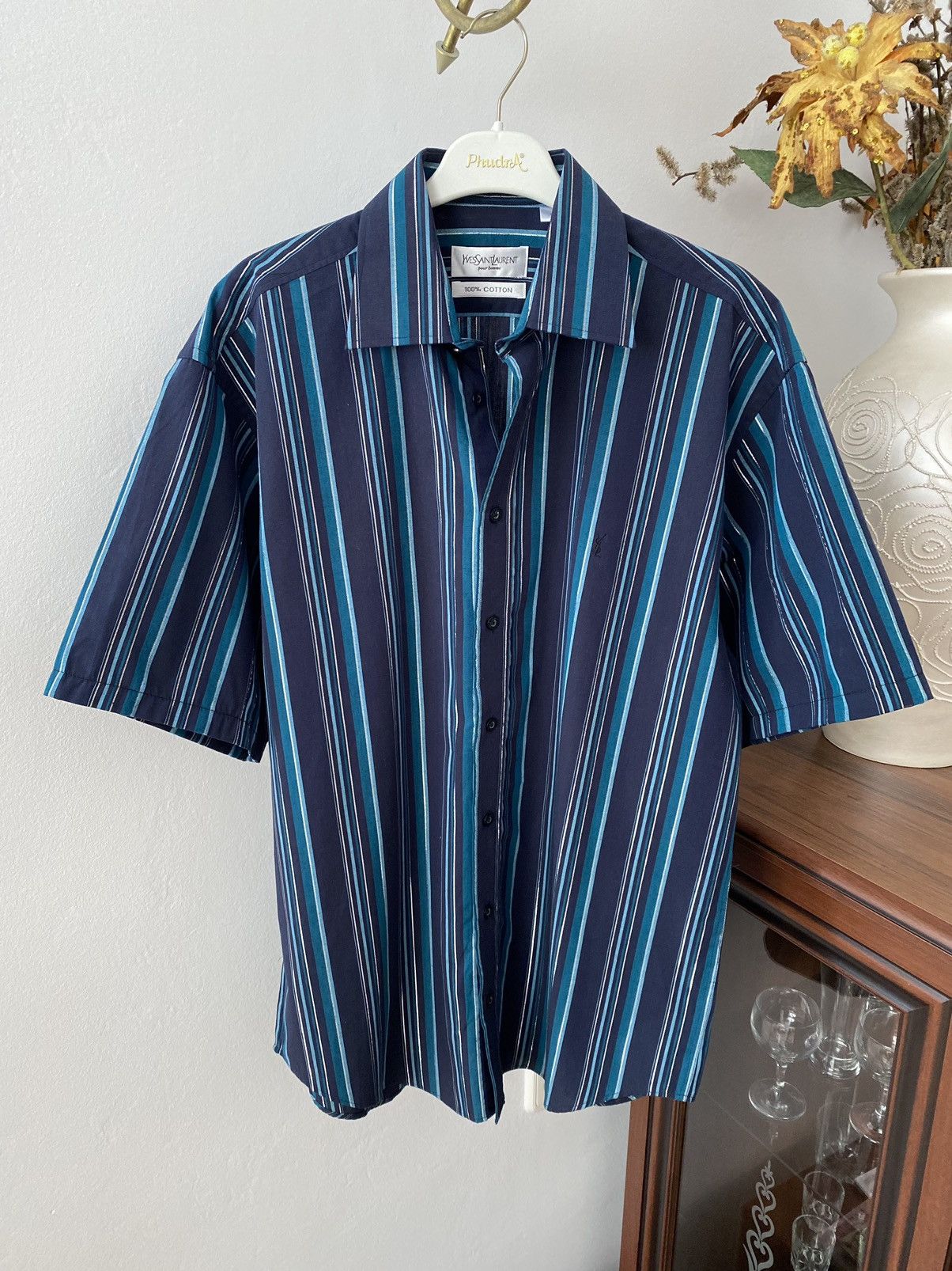 Yves Saint Laurent Vintage Yves Saint Laurent YSL Short Sleeve Button Up Shirt Size US XL / EU 56 / 4 - 1 Thumbnail