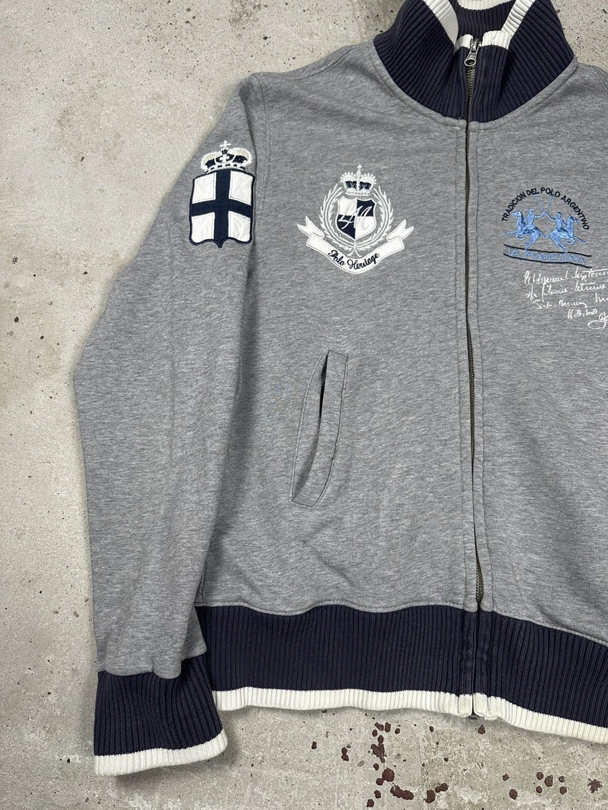 La Martina × Vintage Vintage Y2K La Martina Argentina Full Zip Sweatshirt Grey Size US L / EU 52-54 / 3 - 5 Thumbnail