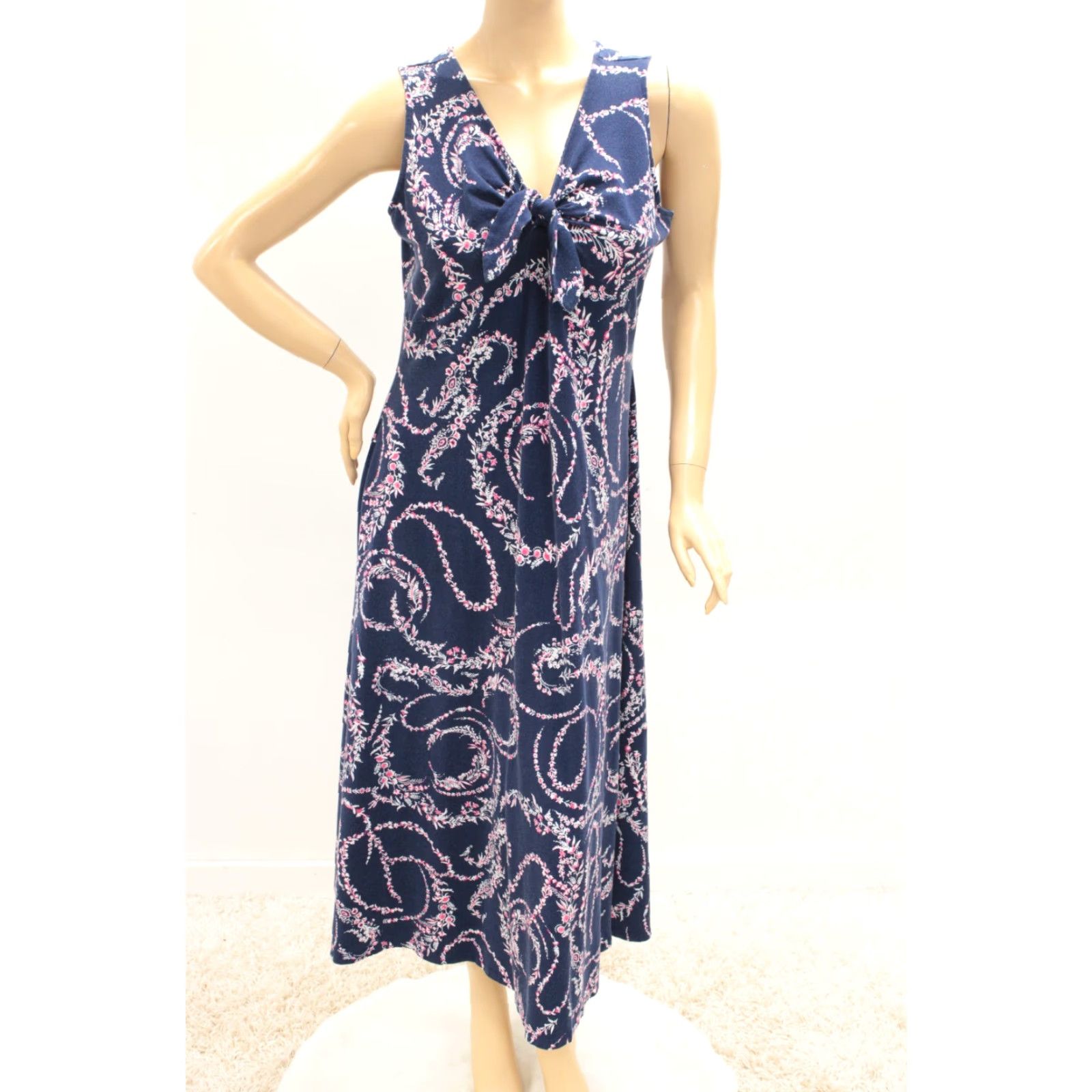 Talbots Talbots Maxi Dress Womens 1X Blue Floral Stretch Boho Beachy Vacation V Neck Size XL / US 12-14 / IT 48-50 - 5 Thumbnail