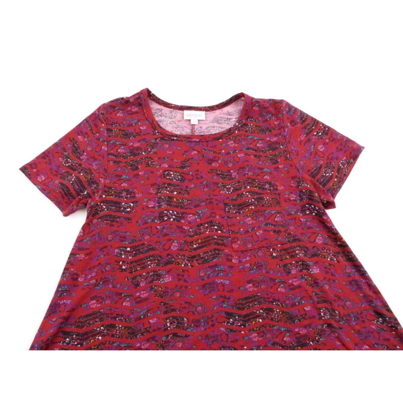 Vintage LuLaRoe Carly Dress Womens 2XS Red Floral Stripe Paisley Swing Trapeze High Low Fall EUC Black Size XXS / US 00 / IT 34 - 4 Thumbnail