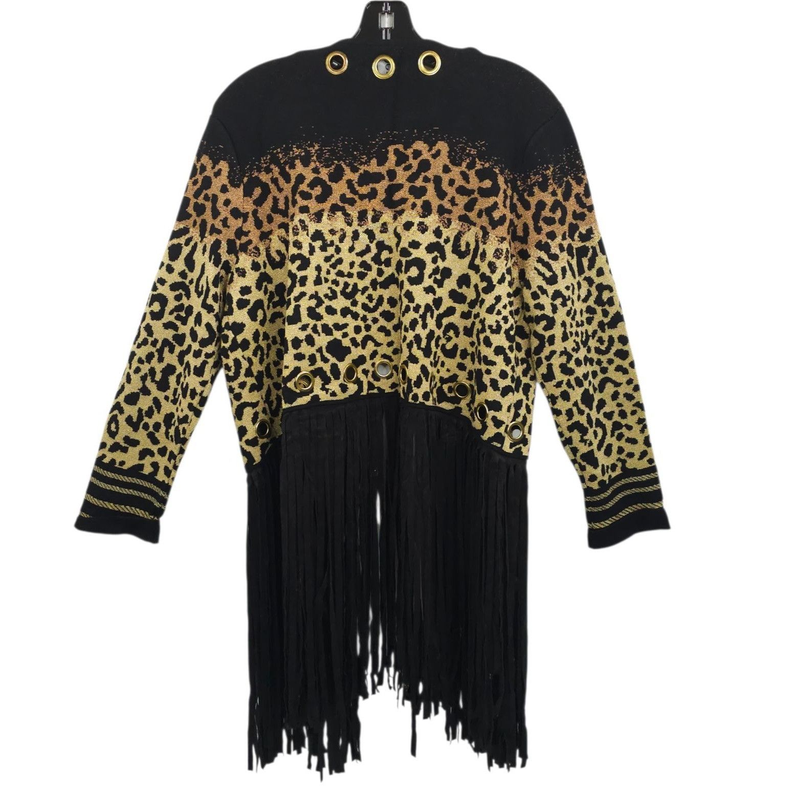Other Berek Leopard Print Cardigan XL Gold Grommet Fringe Sweater Size XL / US 12-14 / IT 48-50 - 2 Thumbnail