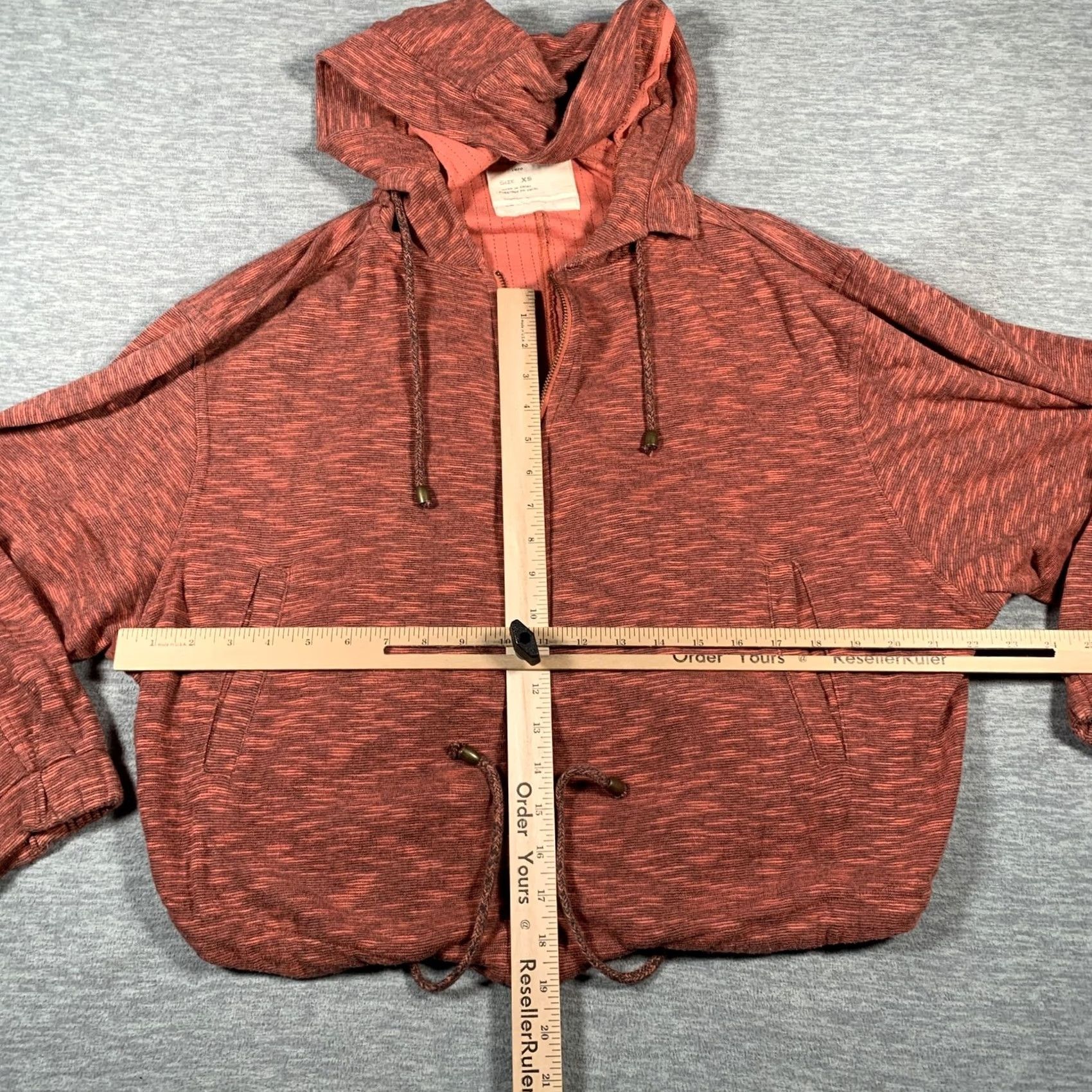 Free People Free People Hoodie Womens XS Rust Red Heathered Zip Up Drawstring Hem Pockets Size XS / US 0-2 / IT 36-38 - 5 Thumbnail