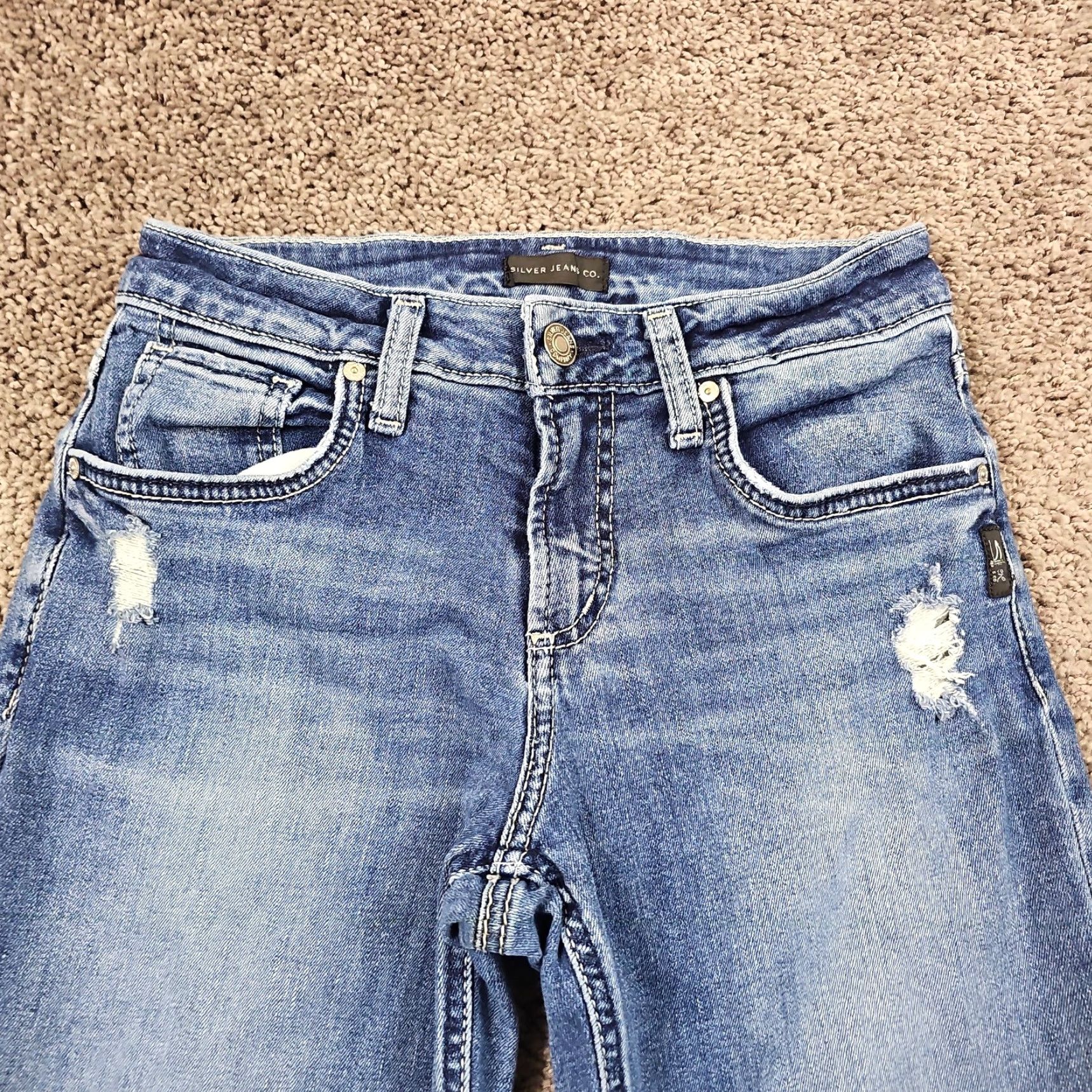 Silver Jeans Co. Silver Jeans Co Jeans Womens 27 Boyfriend Distressed Stretch Denim Casual 24x29 Blue Medium 90s? Wait not allowed. Size 27" / US 4 / IT 40 - 3 Thumbnail