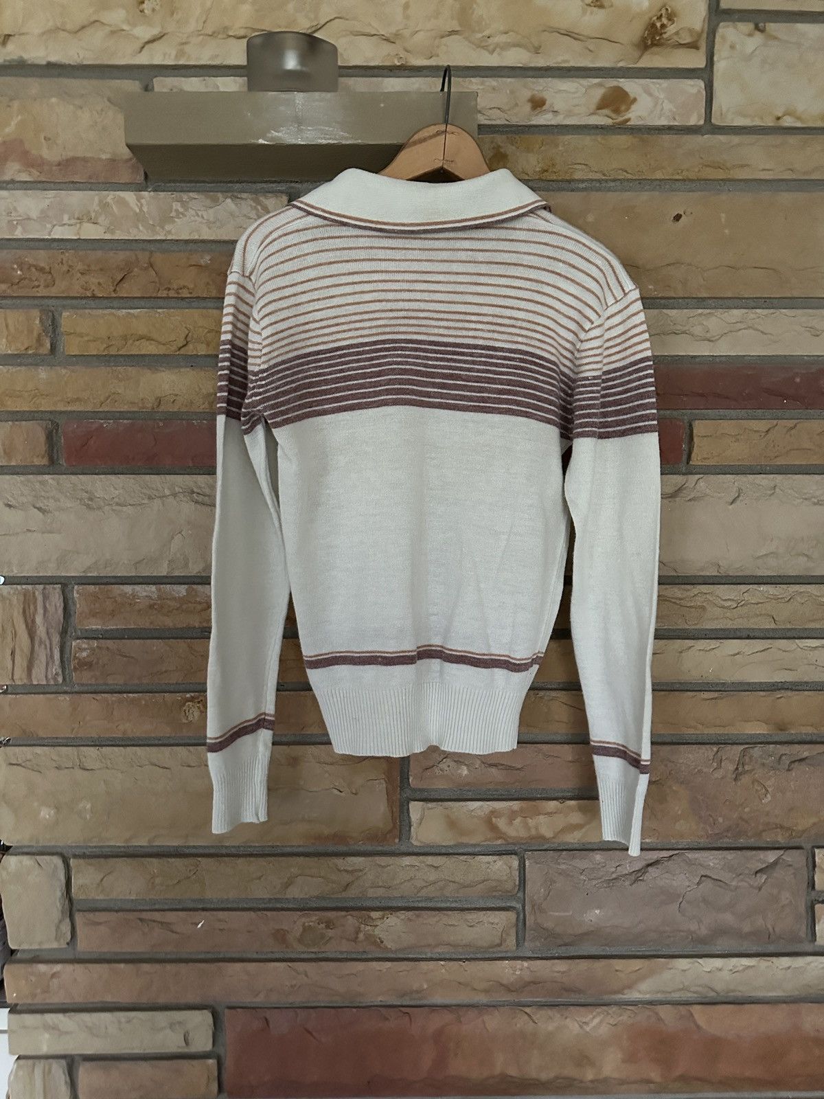 Vintage Vintage 70s Striped Knit Polo Shirt Size US M / EU 48-50 / 2 - 2 Thumbnail