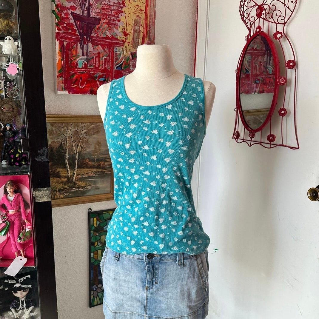 Other SO teal blue ribbed diamonds graphic tank top Size XL / US 12-14 / IT 48-50 - 1 Thumbnail