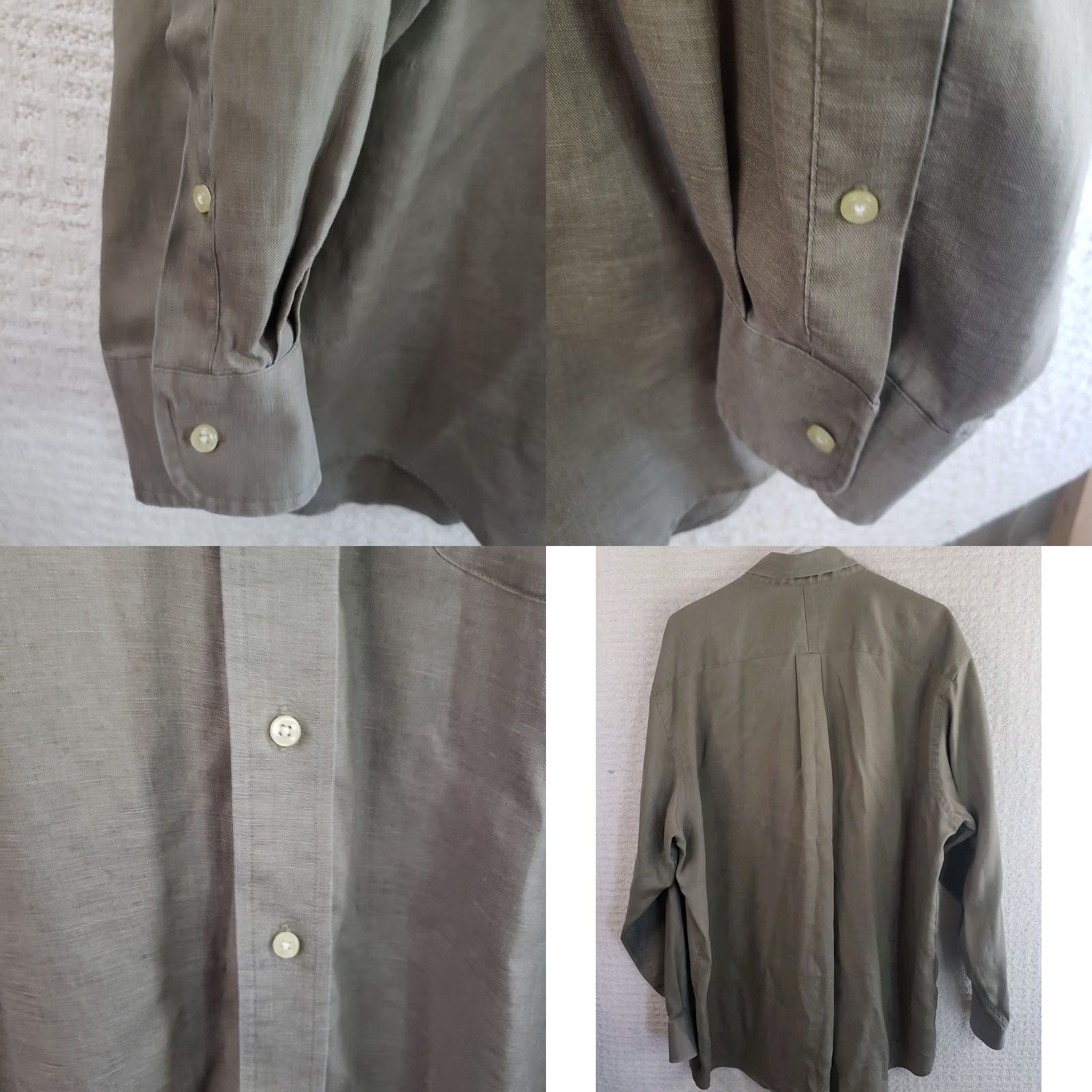 Jos. A. Bank Jos A Bank Reserve Shirt Men's XL Khaki 100% Linen Casual Long Sleeve Button Size US XL / EU 56 / 4 - 8 Thumbnail