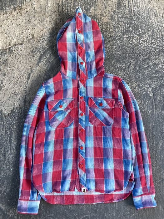 Bape flannel hoodie hot sale