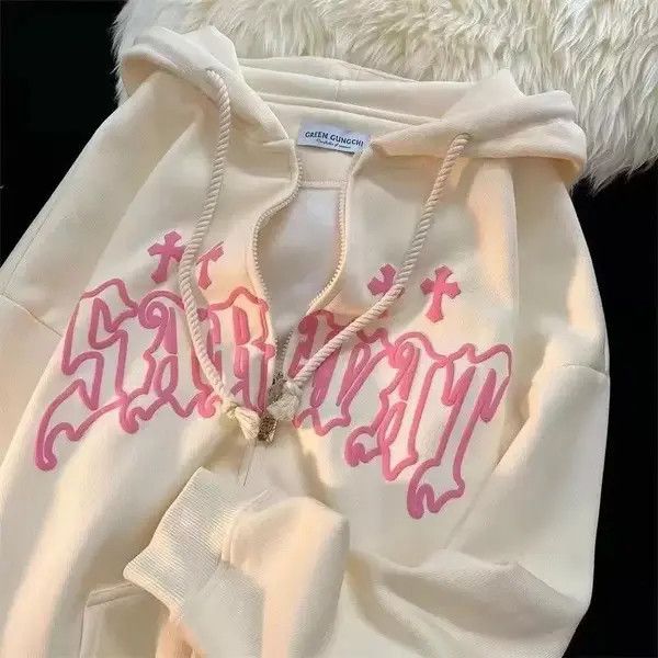 VIBE Harajuku Retro Hip Hop Hoodie Zipper Y2K Sweatshirt Size US L / EU 52-54 / 3 - 2 Thumbnail