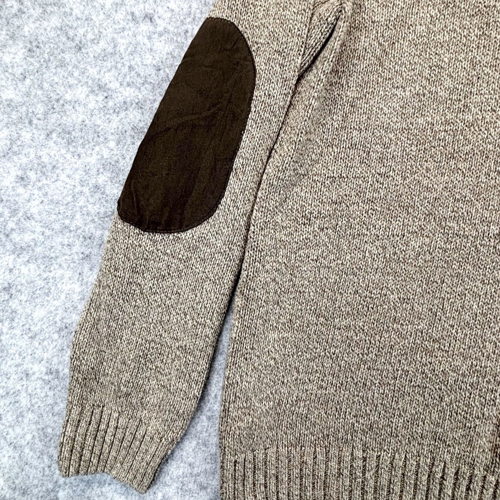 Chaps Chaps Jumper Mens Large Button Neck Oatmeal Brown Elbow Patch Knit Pullover Size US L / EU 52-54 / 3 - 6 Thumbnail