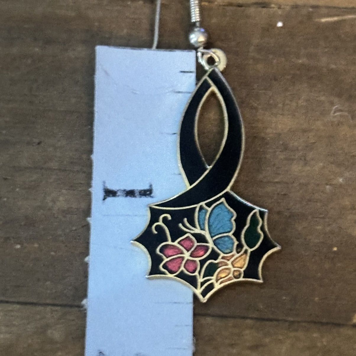 Other Butterfly and flowers cloisonné dangle earrings Size ONE SIZE - 3 Thumbnail