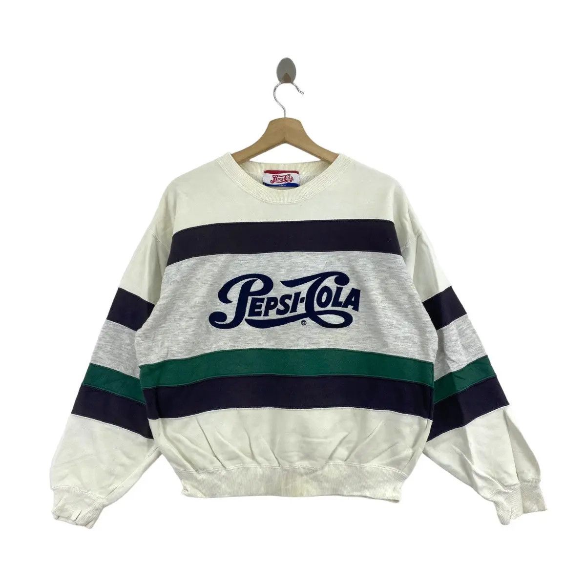 Pepsi Vintage 90’ PEPSI COLA Center Logo Striped Rugby Sweatshirt Size US M / EU 48-50 / 2 - 1 Thumbnail