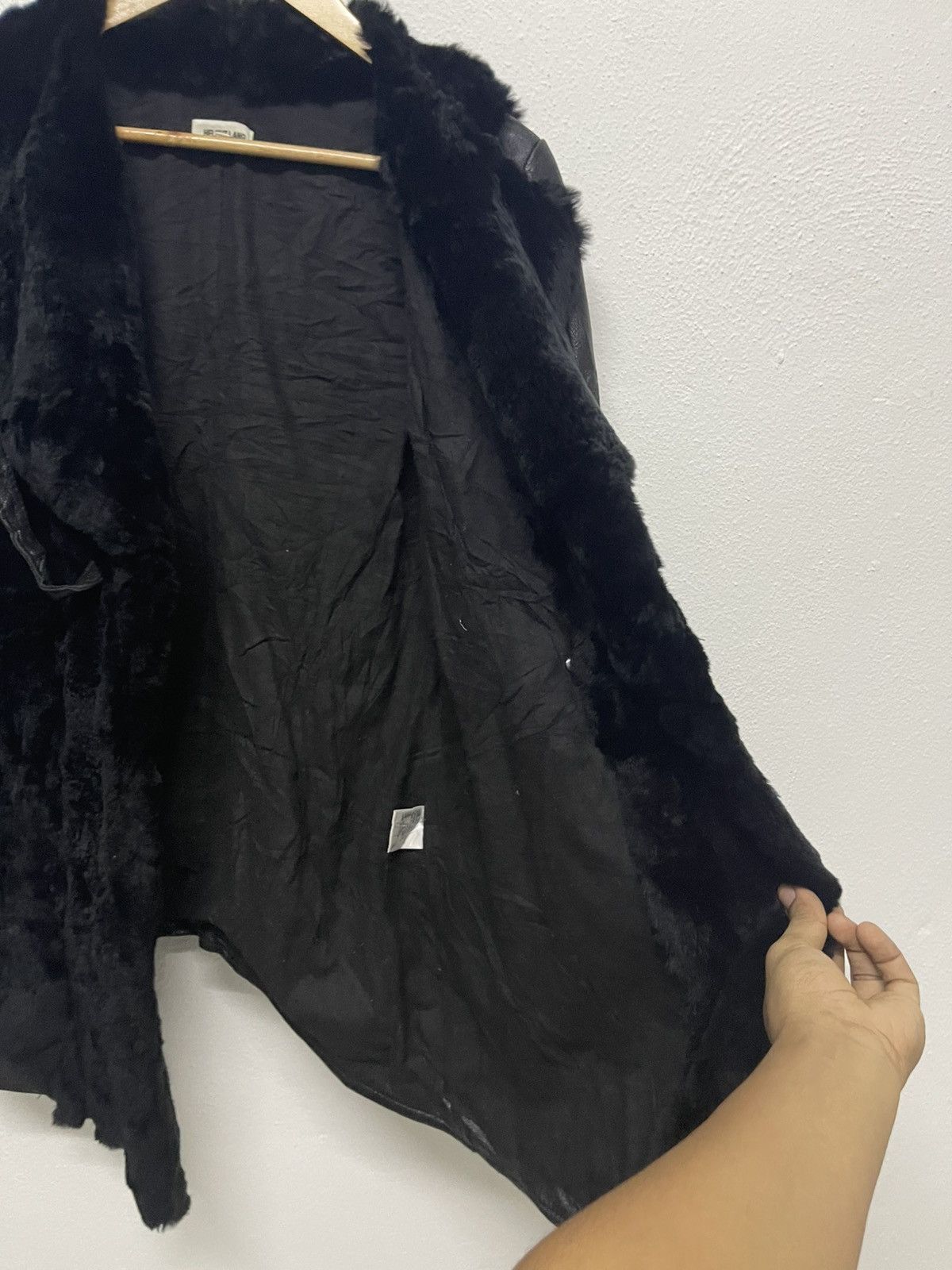 Helmut Lang HELMUT LANG GOAT LEATHER MIX FUR RABBIT JACKET ASYMMETRICAL Size S / US 4 / IT 40 - 18 Thumbnail