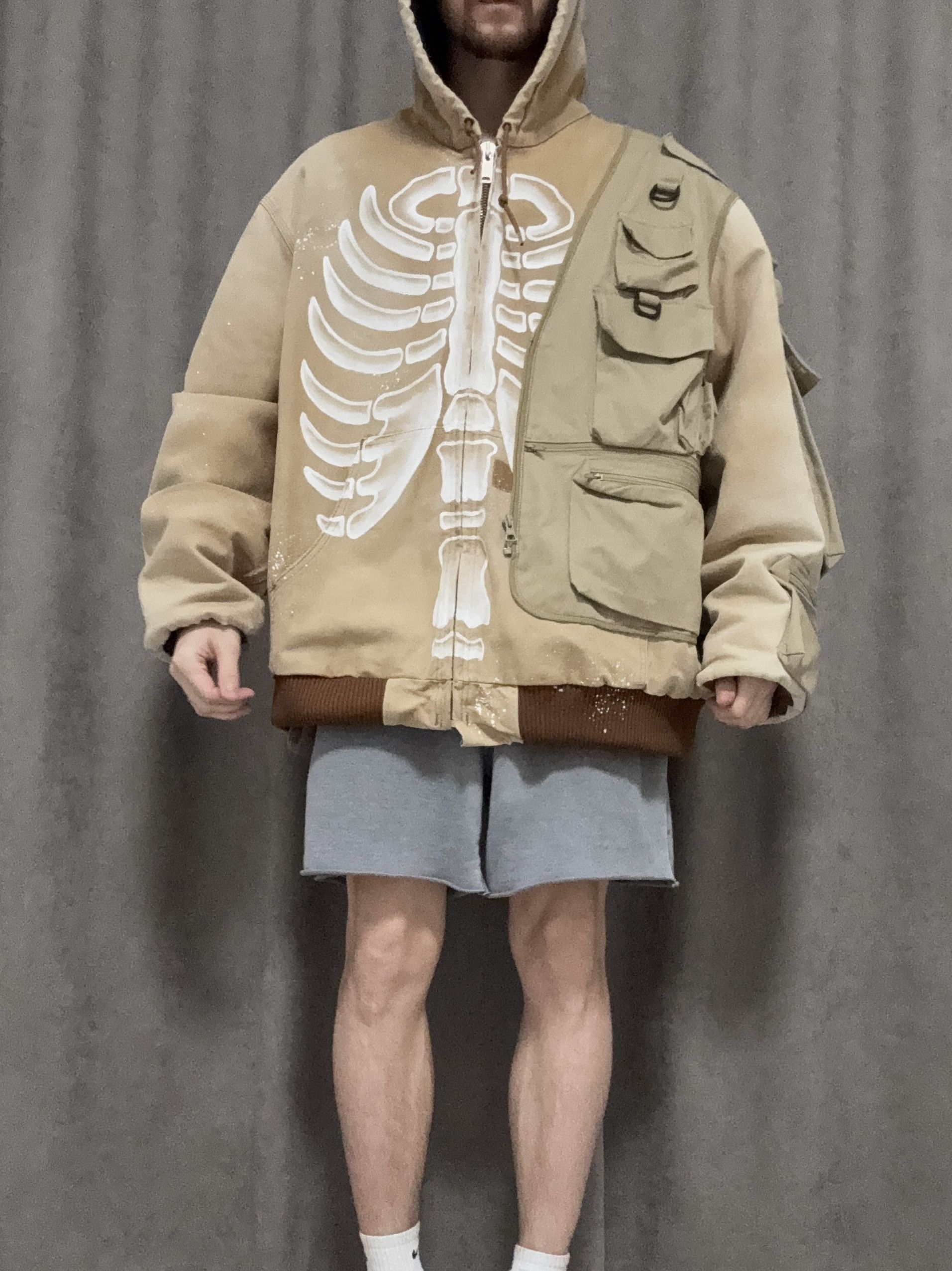 Carhartt SKELETON 1OF1 HEAVY HAND PAINTED Y2K ROCK PUNK GOTHIC Size US XL / EU 56 / 4 - 6 Thumbnail
