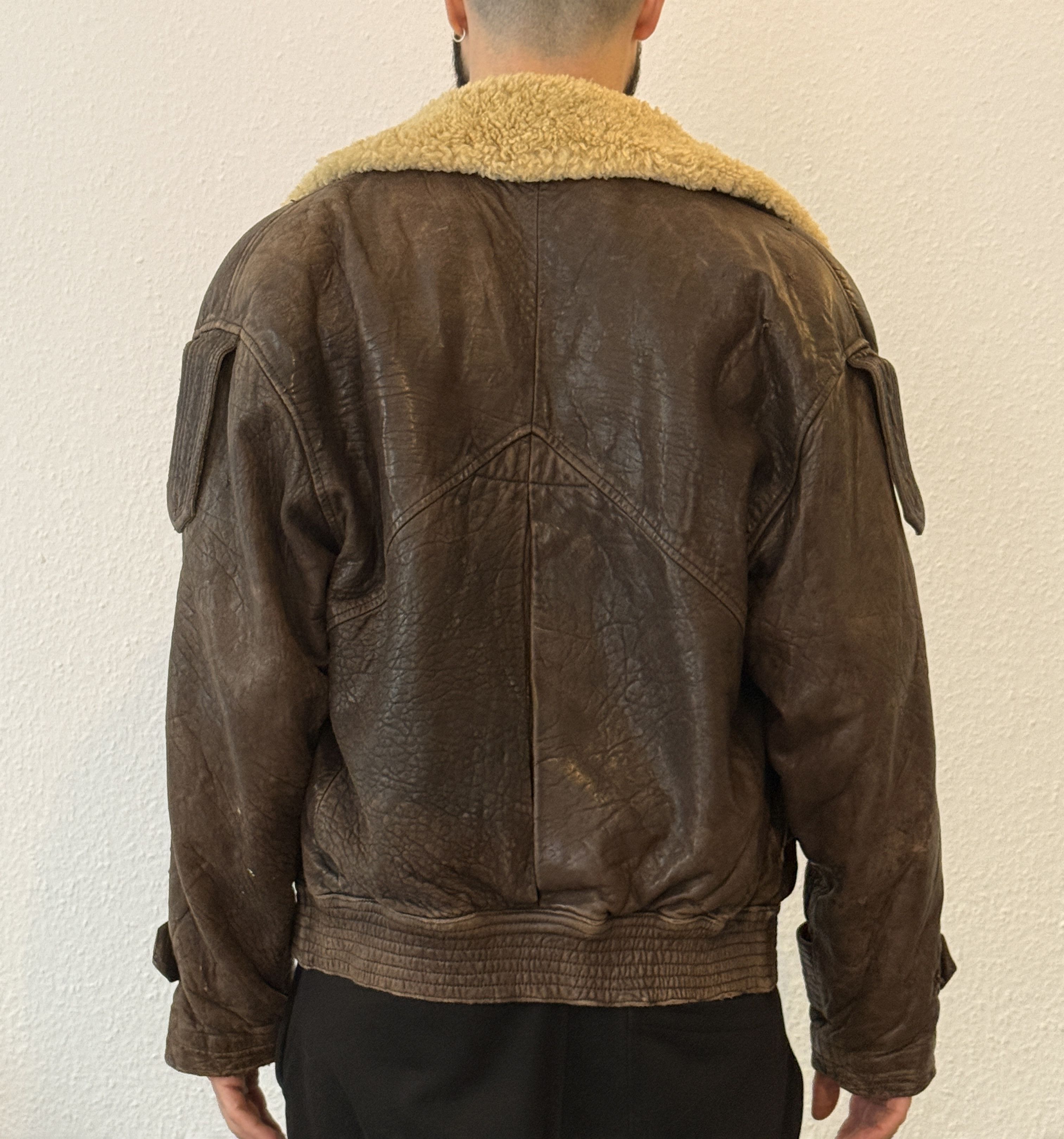 Yves Saint Laurent Vintage YSL Leather Shearling Aviator Bomber Jacket 70s/80s Size US M / EU 48-50 / 2 - 7 Thumbnail